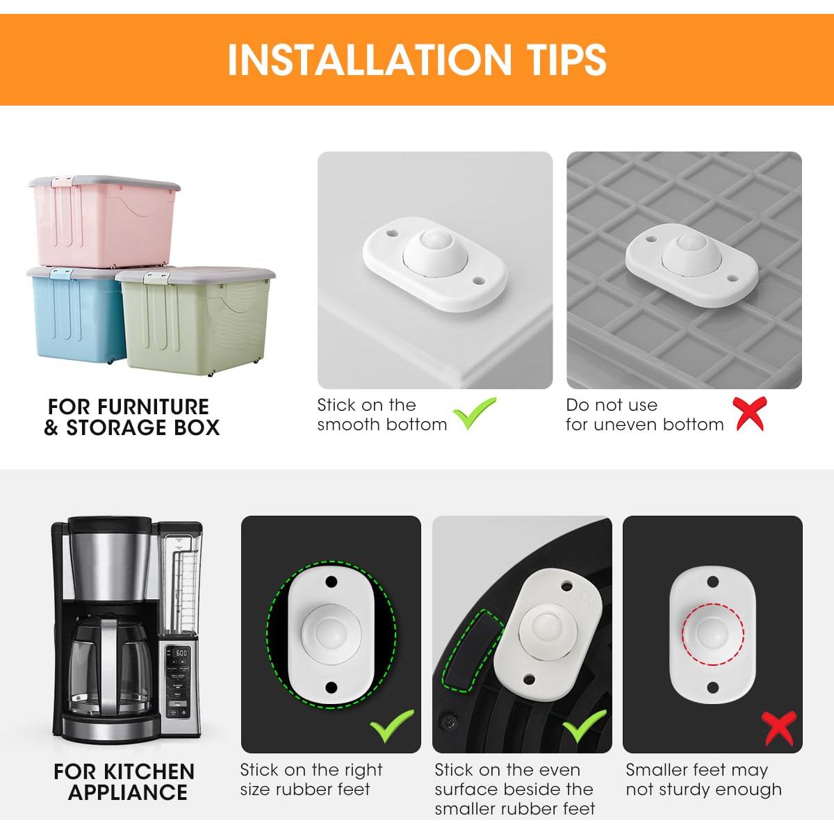 Ruedas Giratorias Aieve, Paquete de 8 Ruedas Autoadhesivas