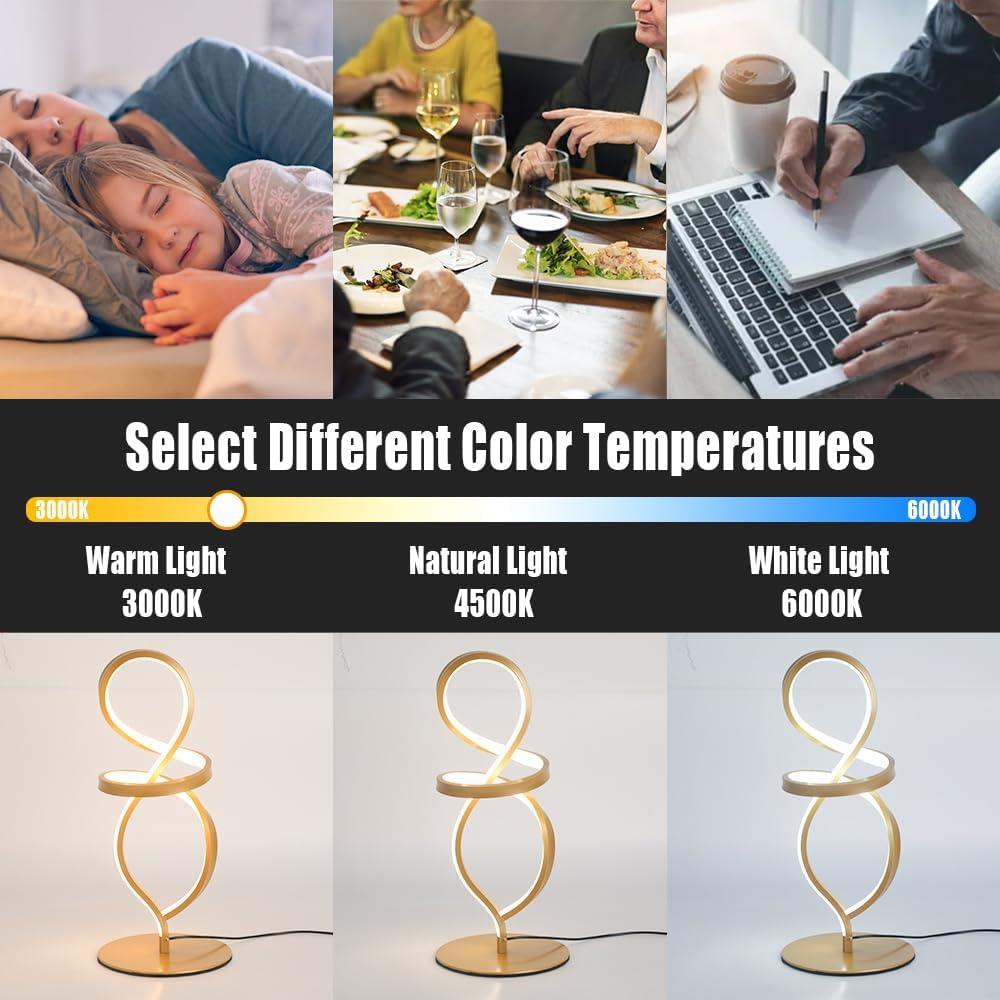 Lámpara de Mesa Regulable YLTLINK Dorada 40cm 15W 3 Colores