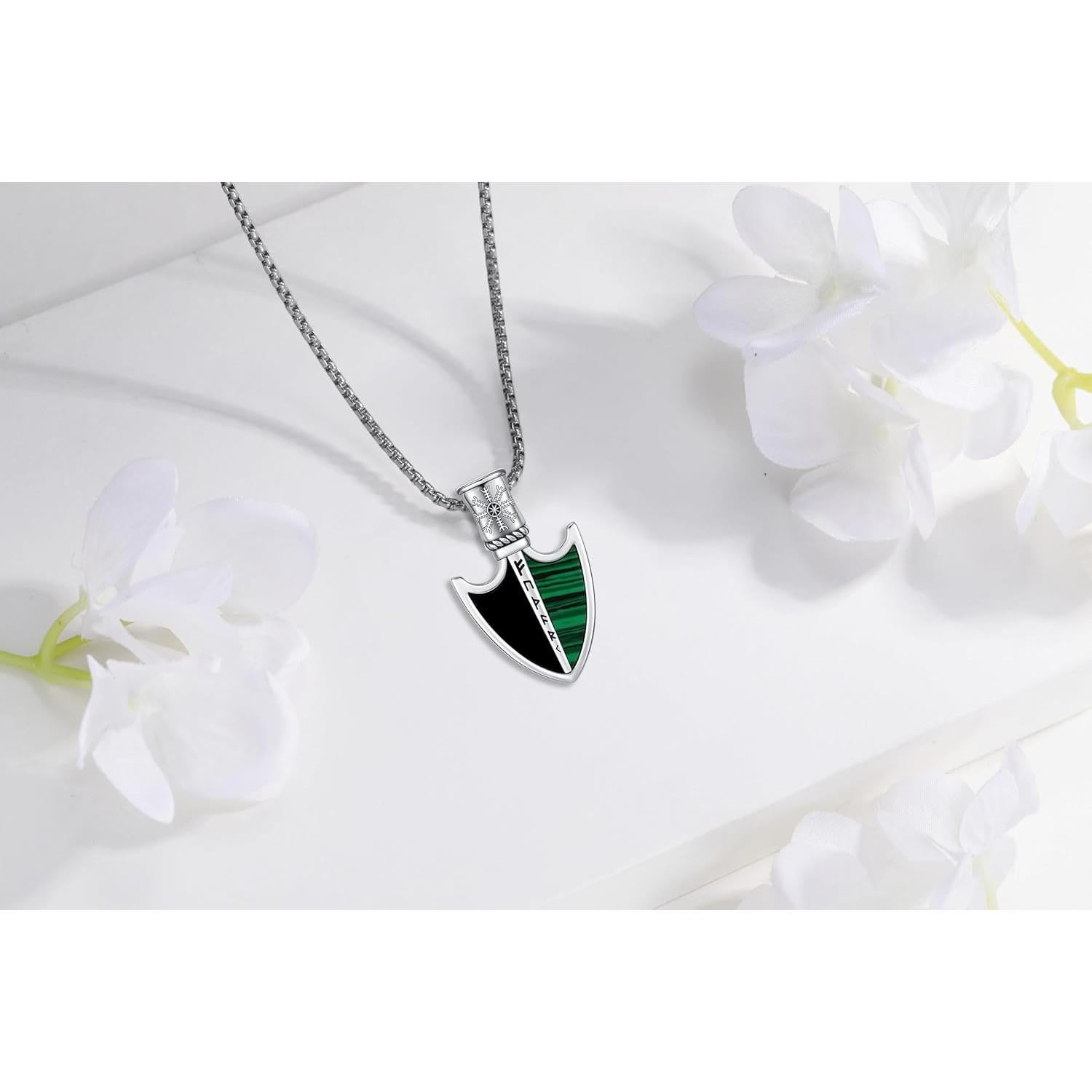 Collar Vikingo Punta de Flecha 925 Plata Esterlina Oro 18k