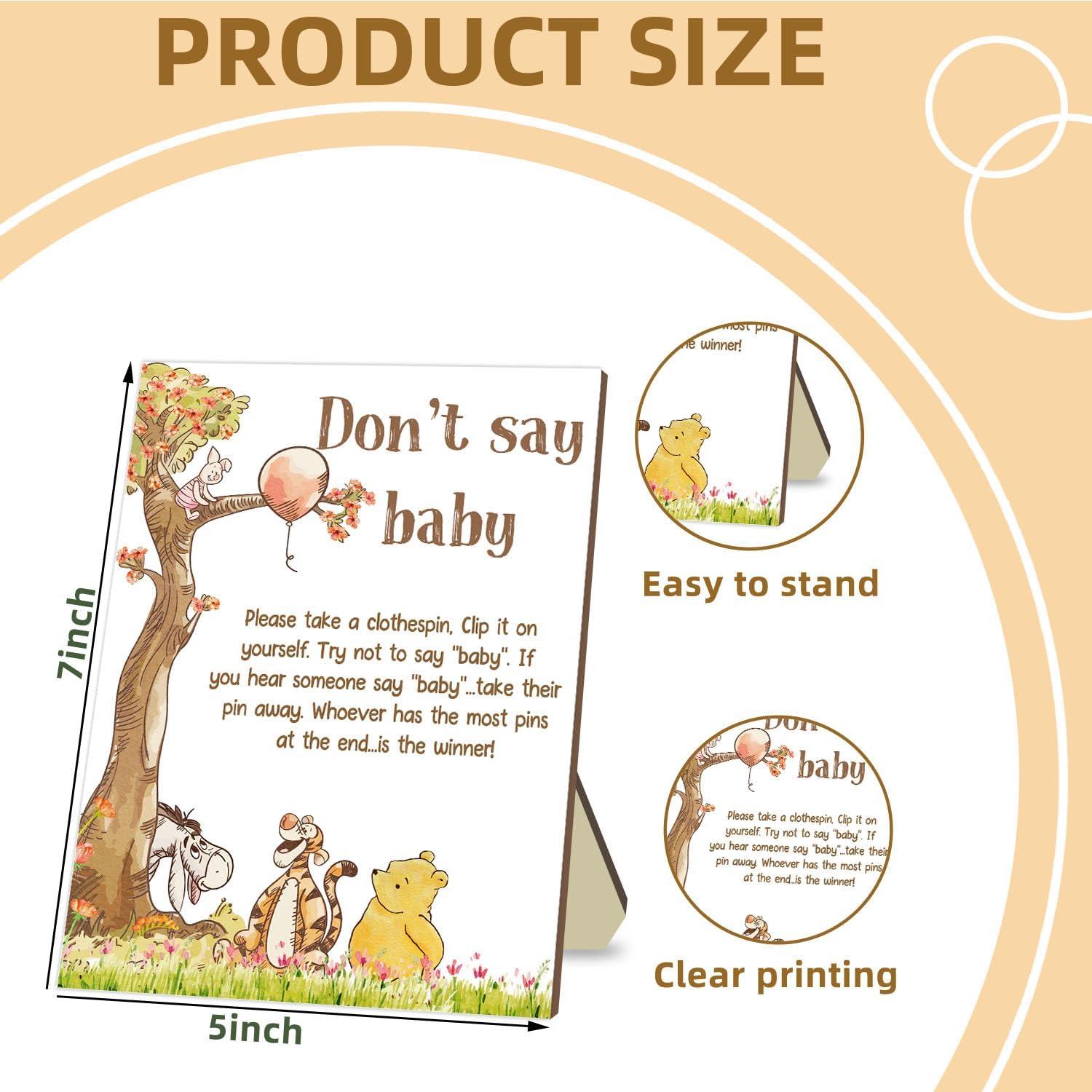 Juego de Baby Shower Winnie No Digas + 20 Pinzas Abeja