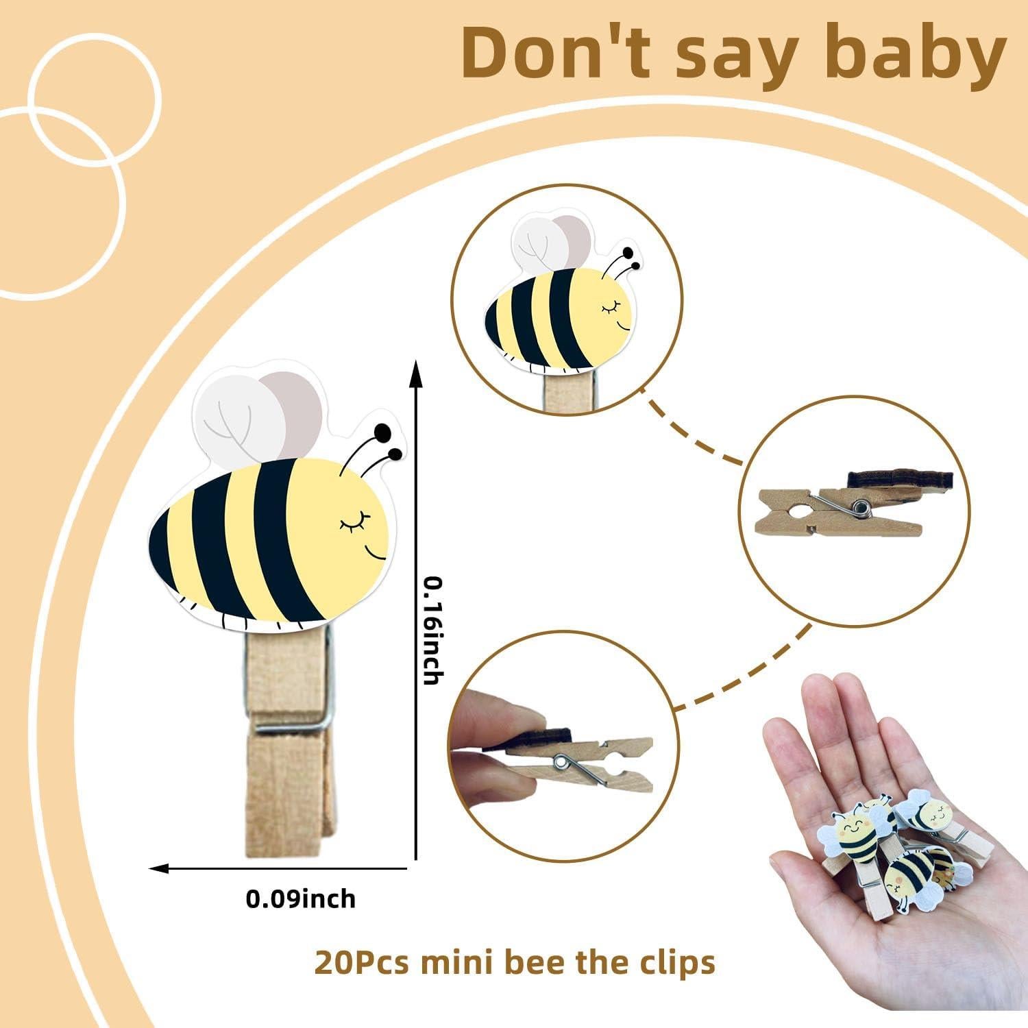 Juego de Baby Shower Winnie No Digas + 20 Pinzas Abeja