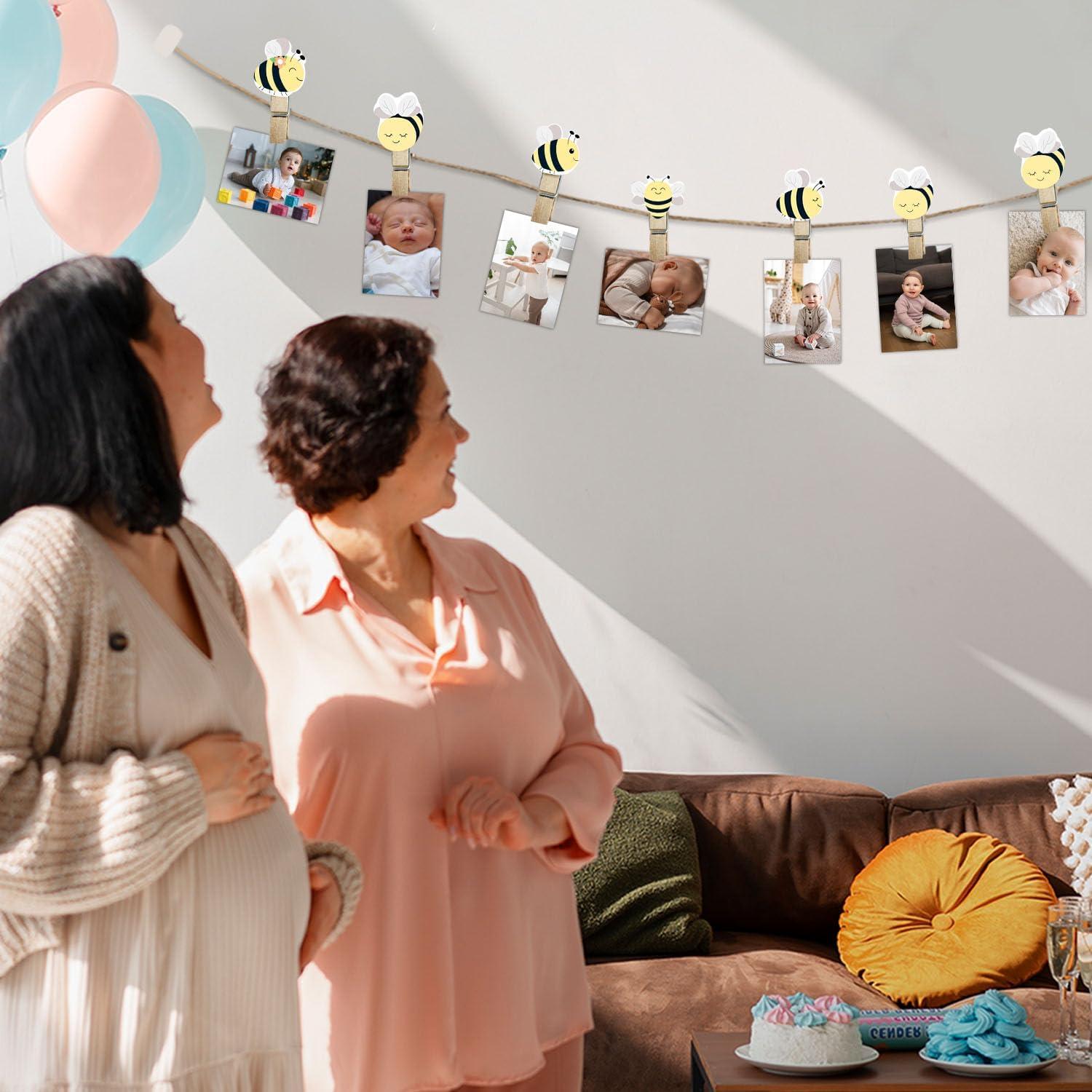 Juego de Baby Shower Winnie No Digas + 20 Pinzas Abeja