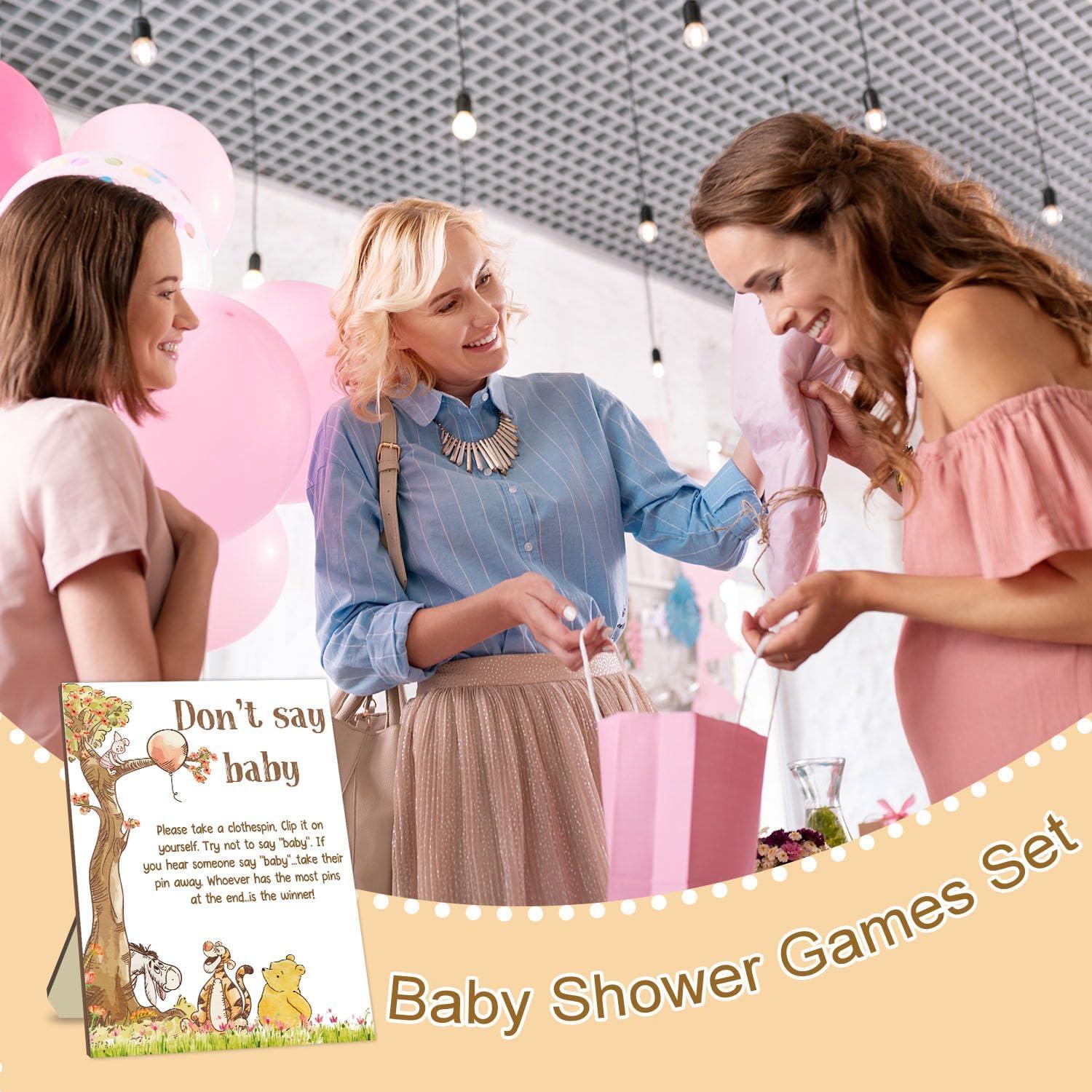 Juego de Baby Shower Winnie No Digas + 20 Pinzas Abeja