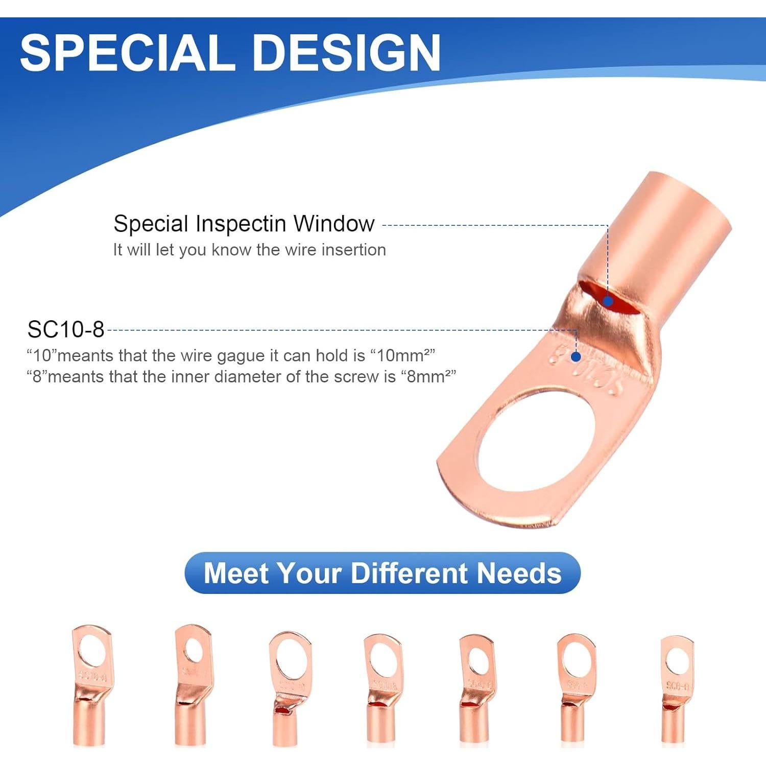 60Pcs Terminales de Cable de Cobre SQQHXX con Termocontracción