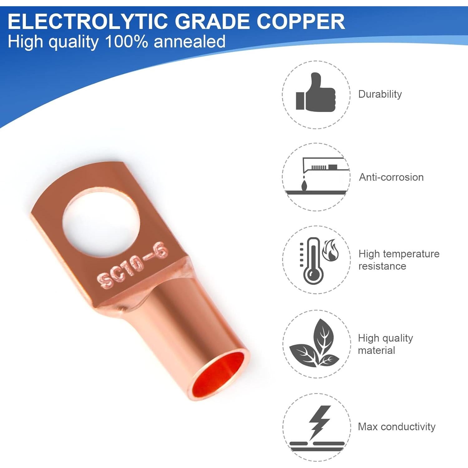 60Pcs Terminales de Cable de Cobre SQQHXX con Termocontracción