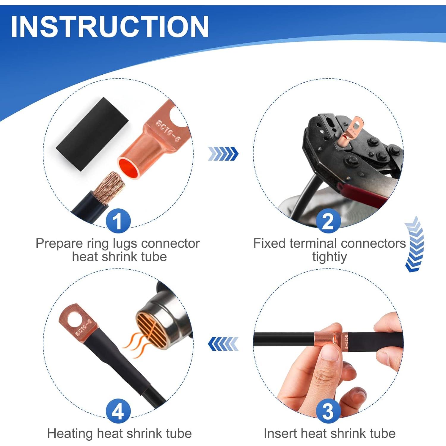 60Pcs Terminales de Cable de Cobre SQQHXX con Termocontracción