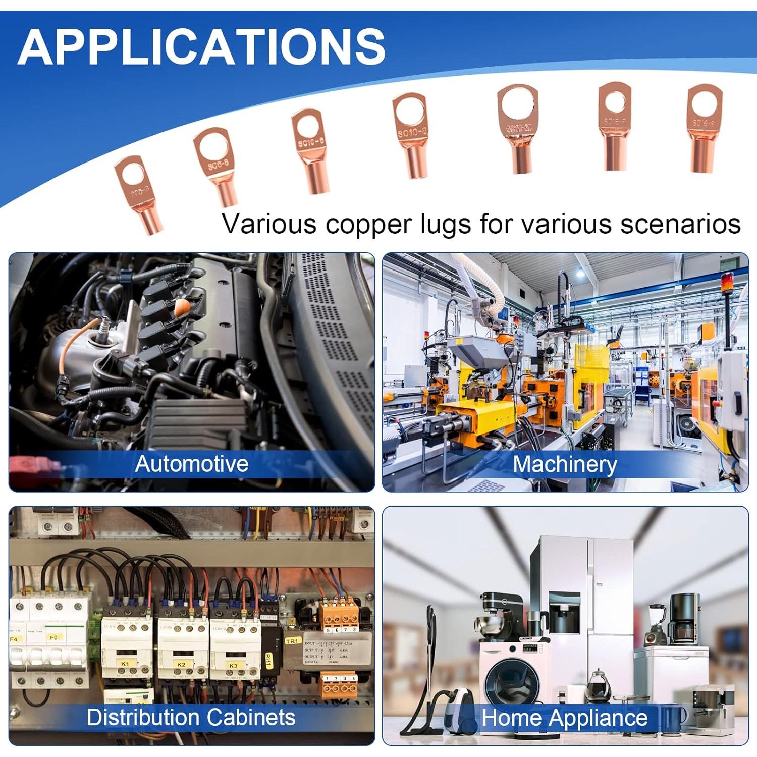 60Pcs Terminales de Cable de Cobre SQQHXX con Termocontracción