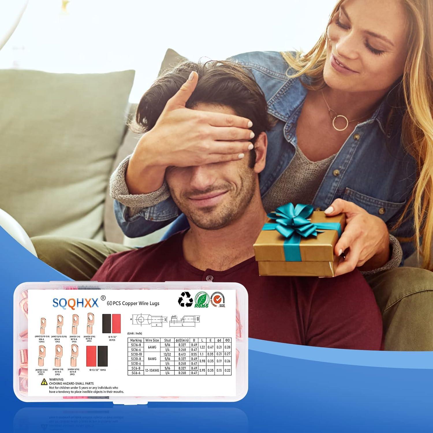 60Pcs Terminales de Cable de Cobre SQQHXX con Termocontracción