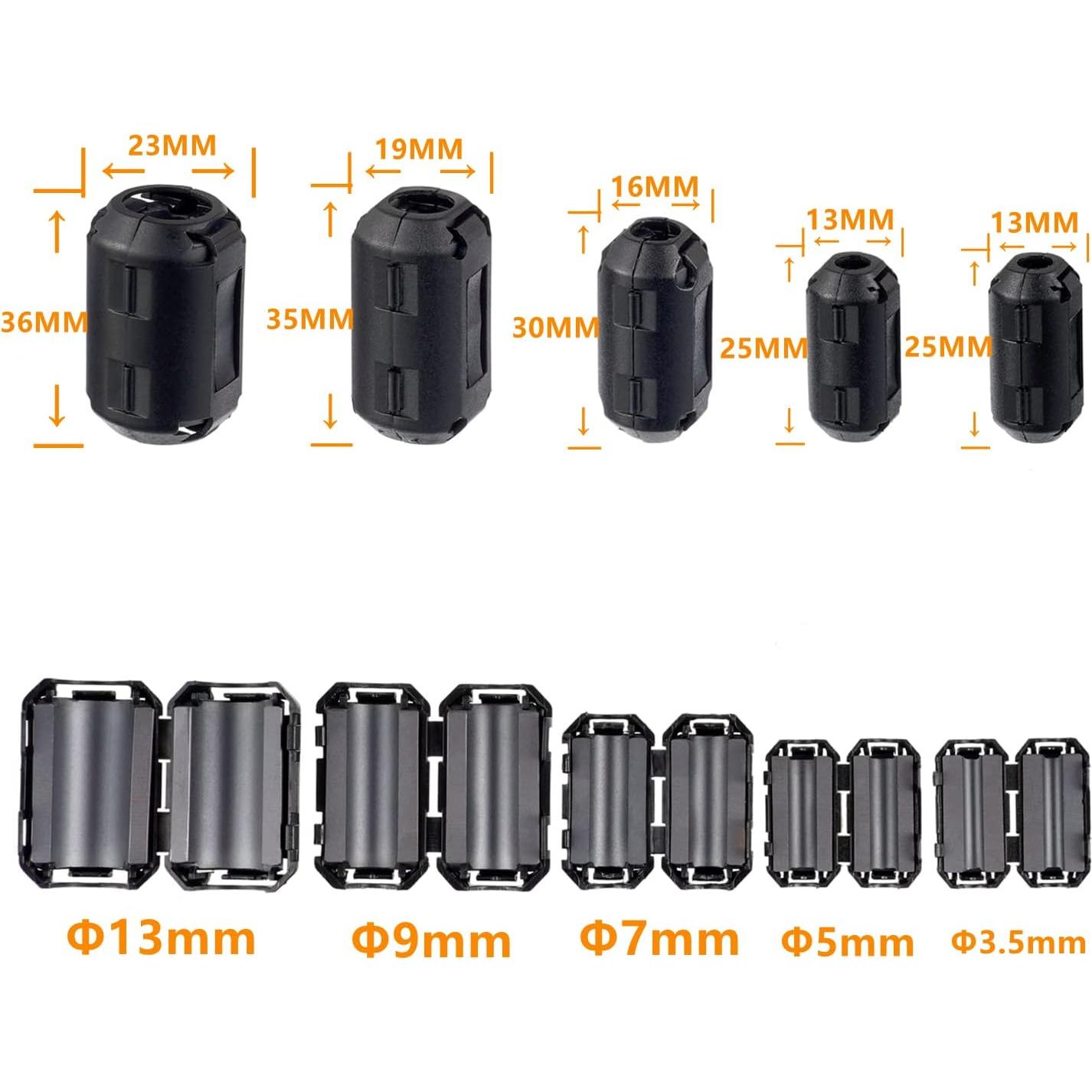 60 Clips de Ferrita RFI EMI Huarew para Cables 3.5 a 13 mm