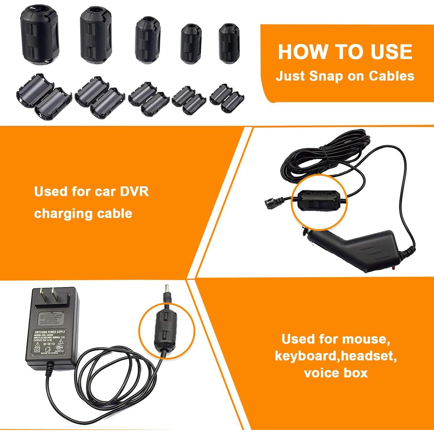 60 Clips de Ferrita RFI EMI Huarew para Cables 3.5 a 13 mm