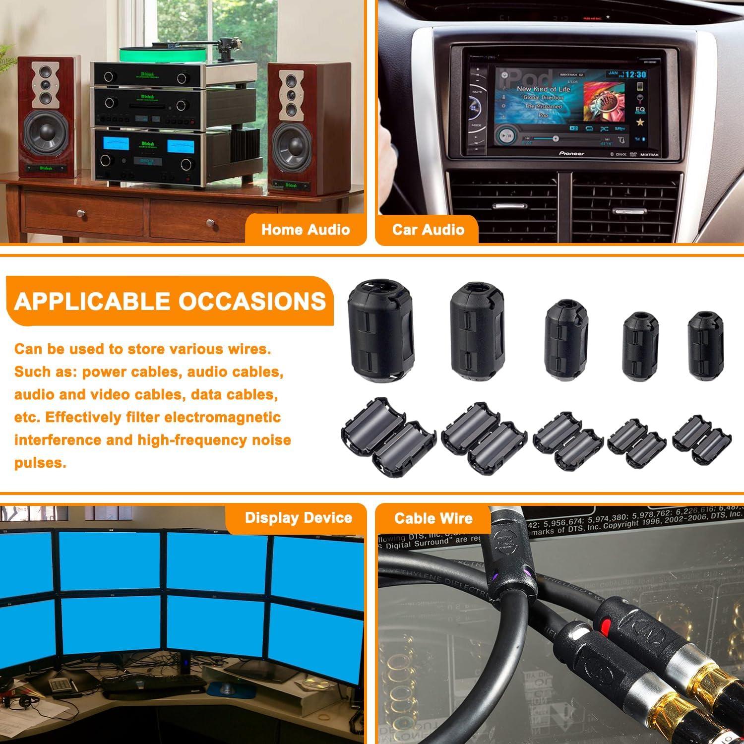 60 Clips de Ferrita RFI EMI Huarew para Cables 3.5 a 13 mm