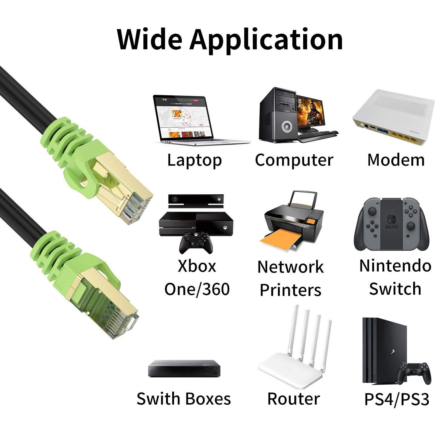Cable Ethernet Cat 7 XXONE 0.91m SFTP a Prueba de Agua 10Gbps
