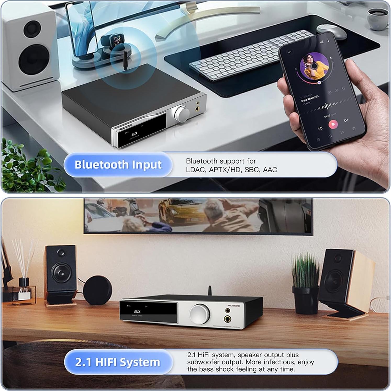 Amplificador de Potencia SMSL AO300 2.1CH 165W DAC USB HDMI