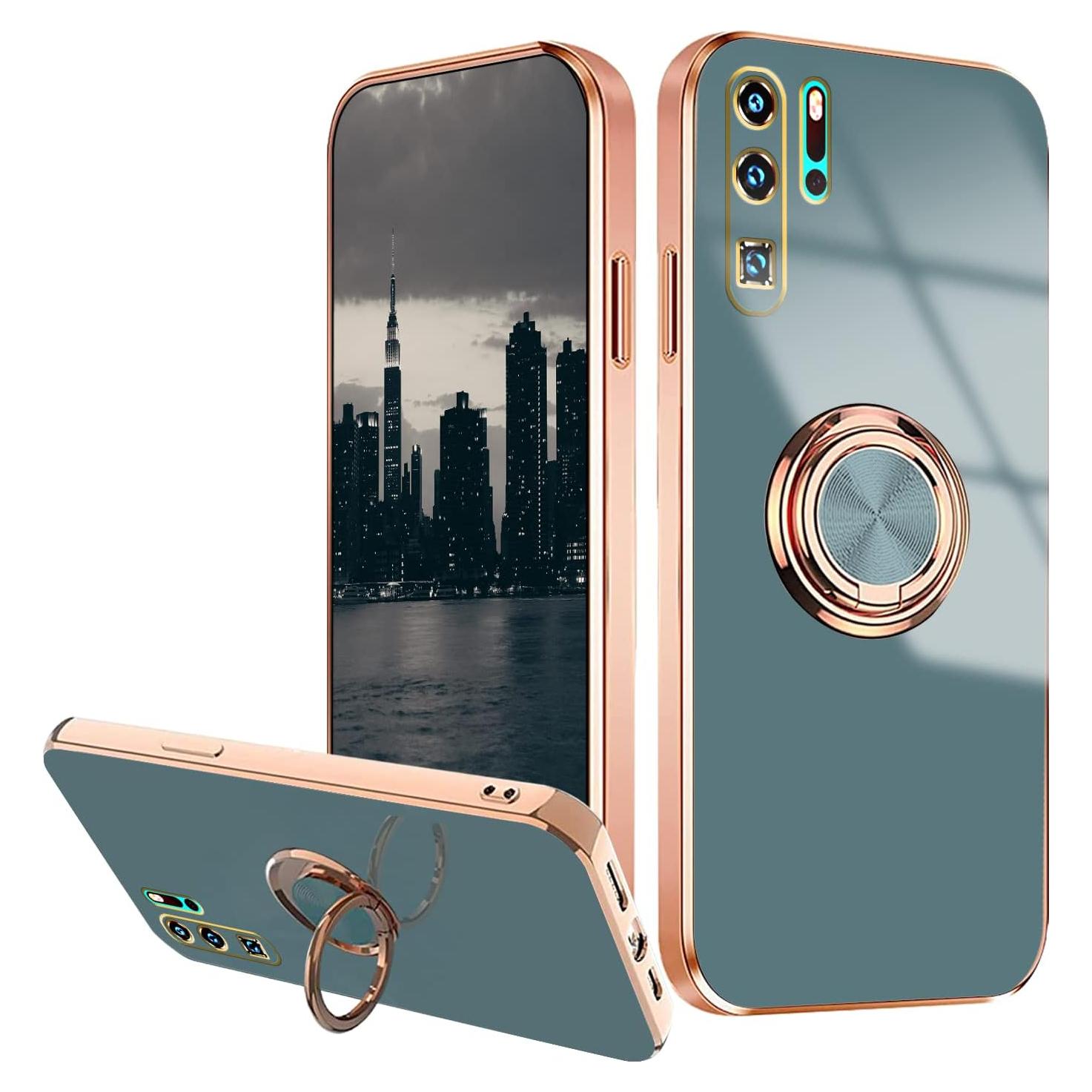 Funda de Silicona Huawei P30 Pro con Soporte Magnético Gris