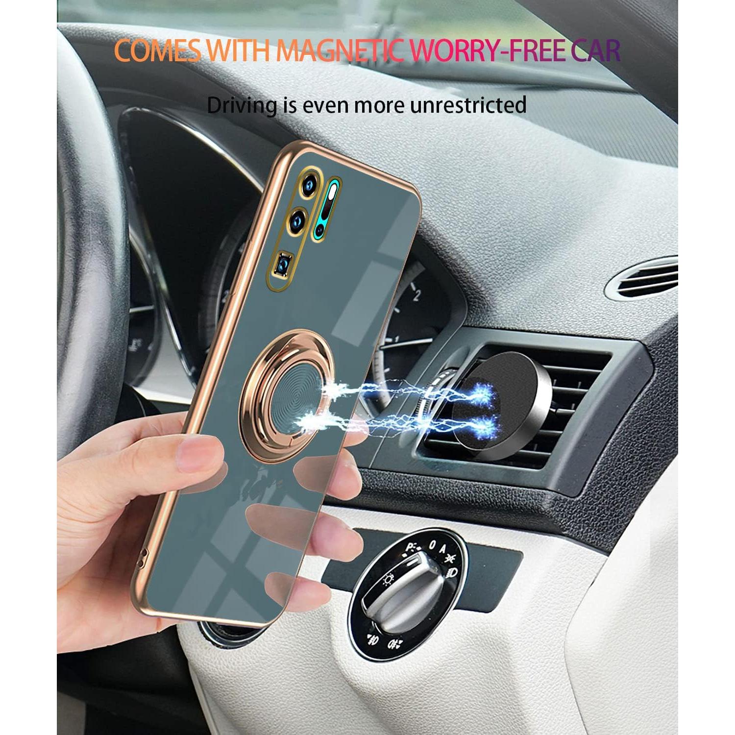 Funda de Silicona Huawei P30 Pro con Soporte Magnético Gris