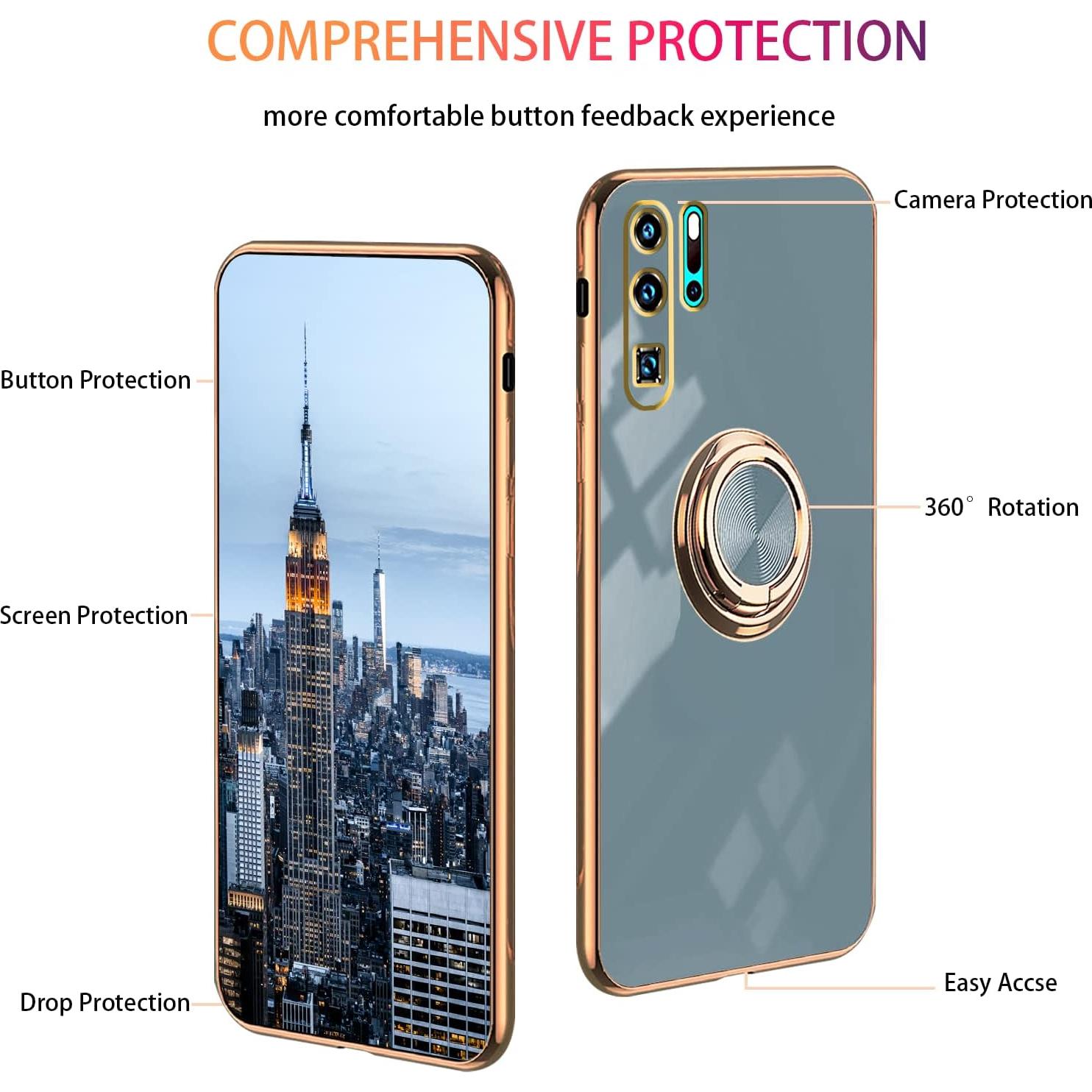 Funda de Silicona Huawei P30 Pro con Soporte Magnético Gris