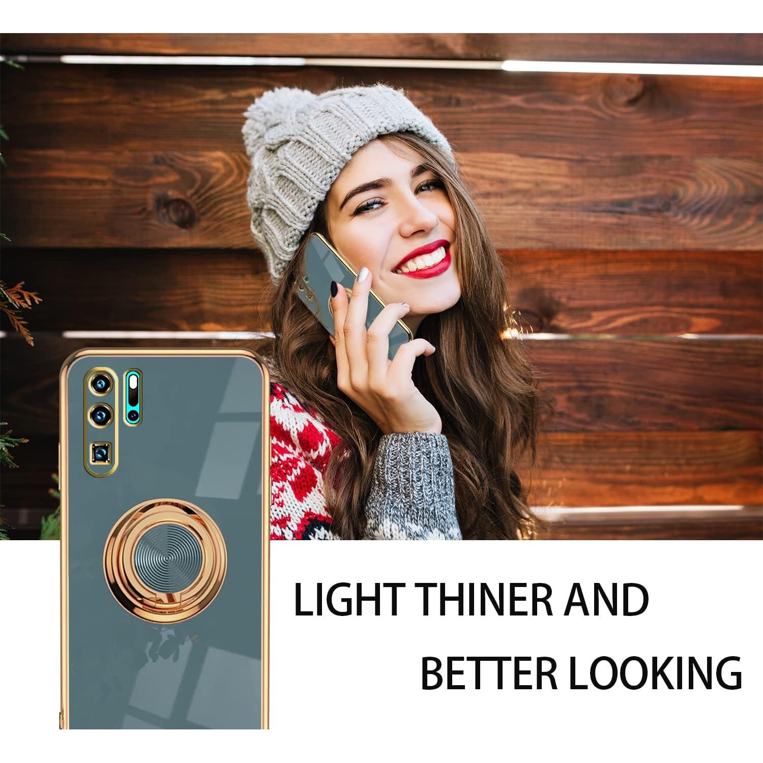 Funda de Silicona Huawei P30 Pro con Soporte Magnético Gris