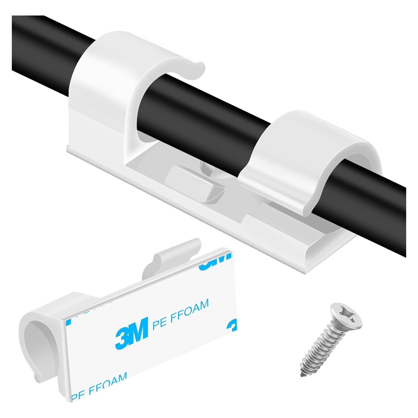 Clips de Cable Autoadhesivos XHF 50pcs Medianos Blancos