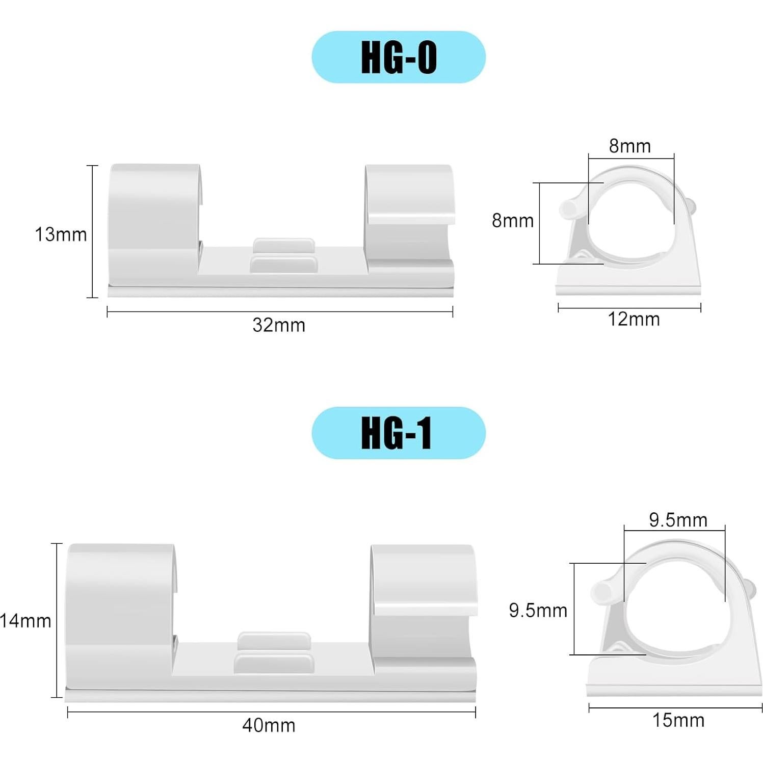 Clips de Cable Autoadhesivos XHF 50pcs Medianos Blancos