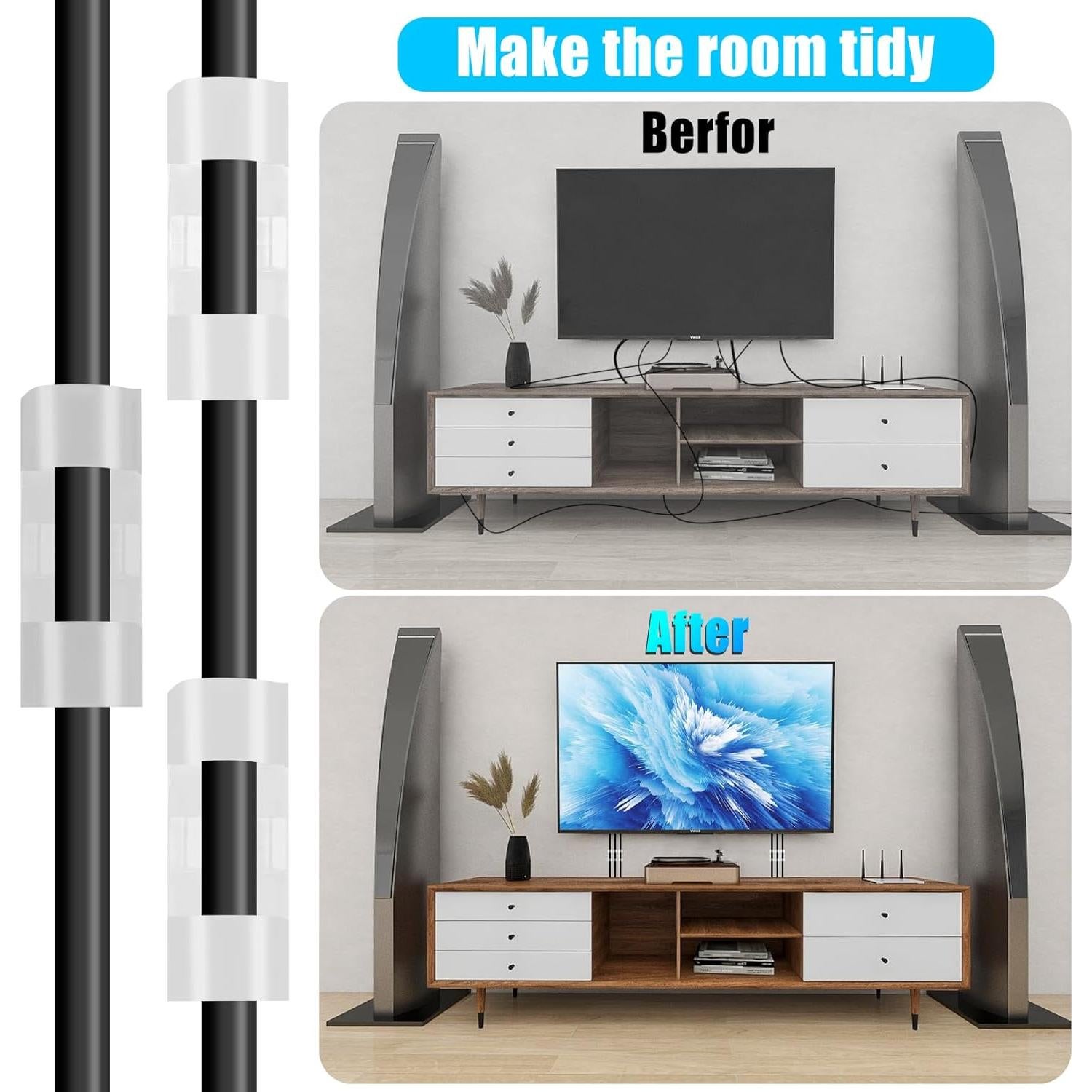 Clips de Cable Autoadhesivos XHF 50pcs Medianos Blancos