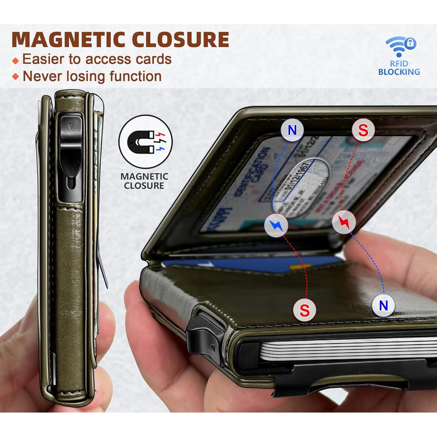 Billetera Bulliant Hombre Slim Cuero Magnético 9 Tarjetas