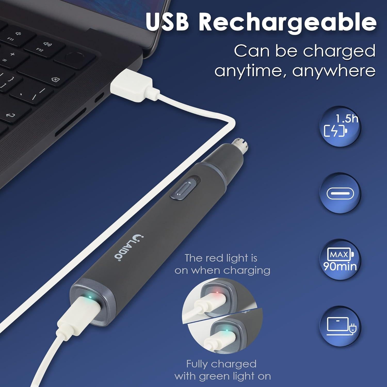 Recortador de Vello Nasal ULAIDO 3 en 1 Recargable USB-C