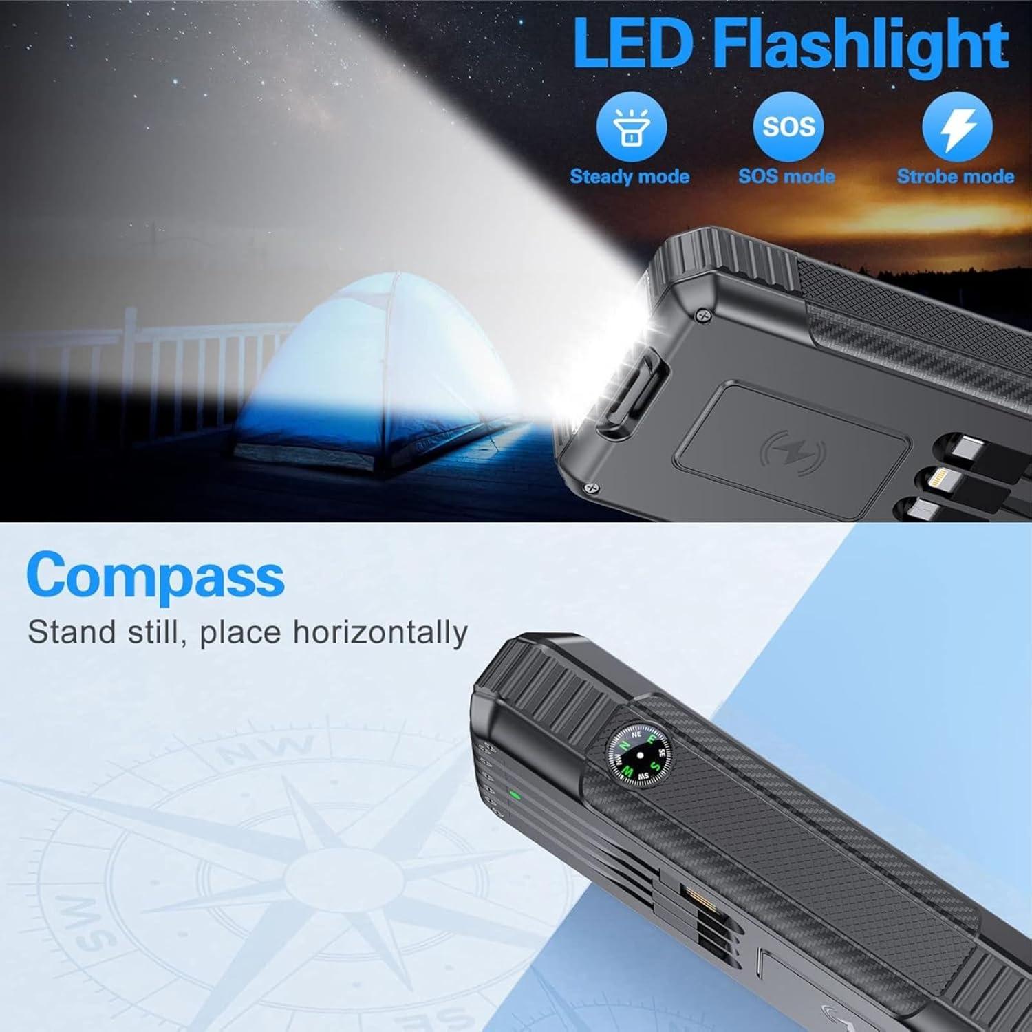 Banco de Energía Solar 33800mAh Carga Rápida 22.5W Negro