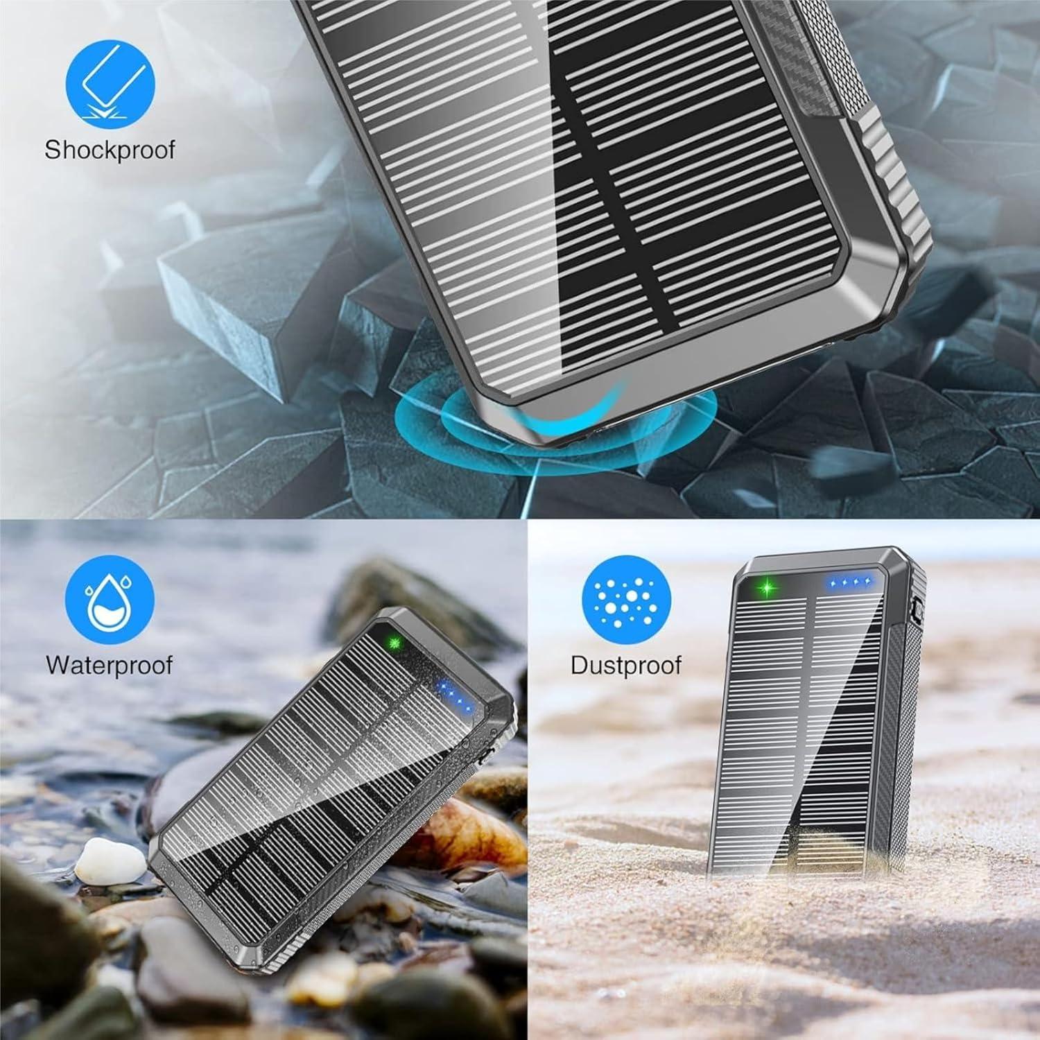 Banco de Energía Solar 33800mAh Carga Rápida 22.5W Negro