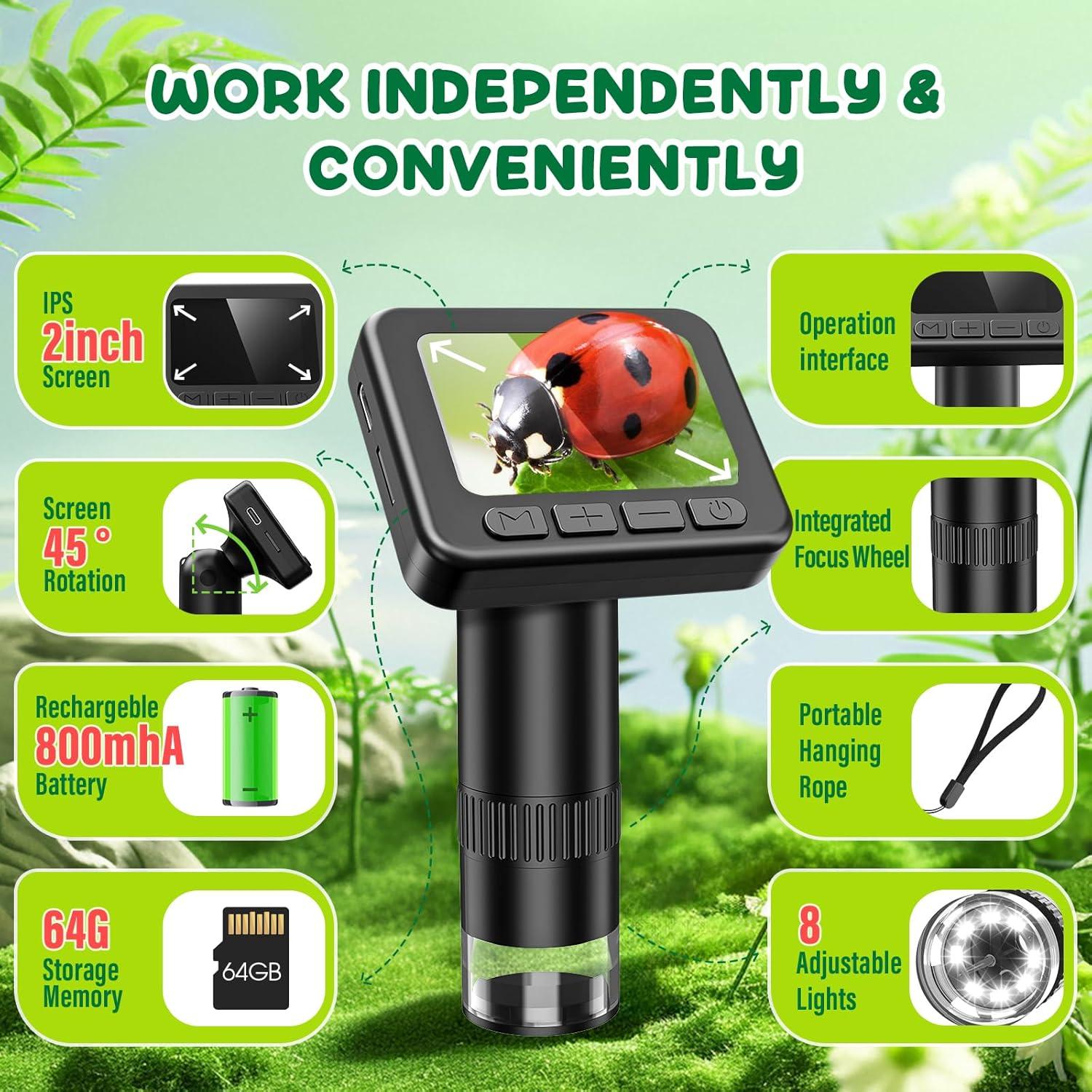 Microscopio Digital IMICHI 50X-1000X con Pantalla IPS 2"