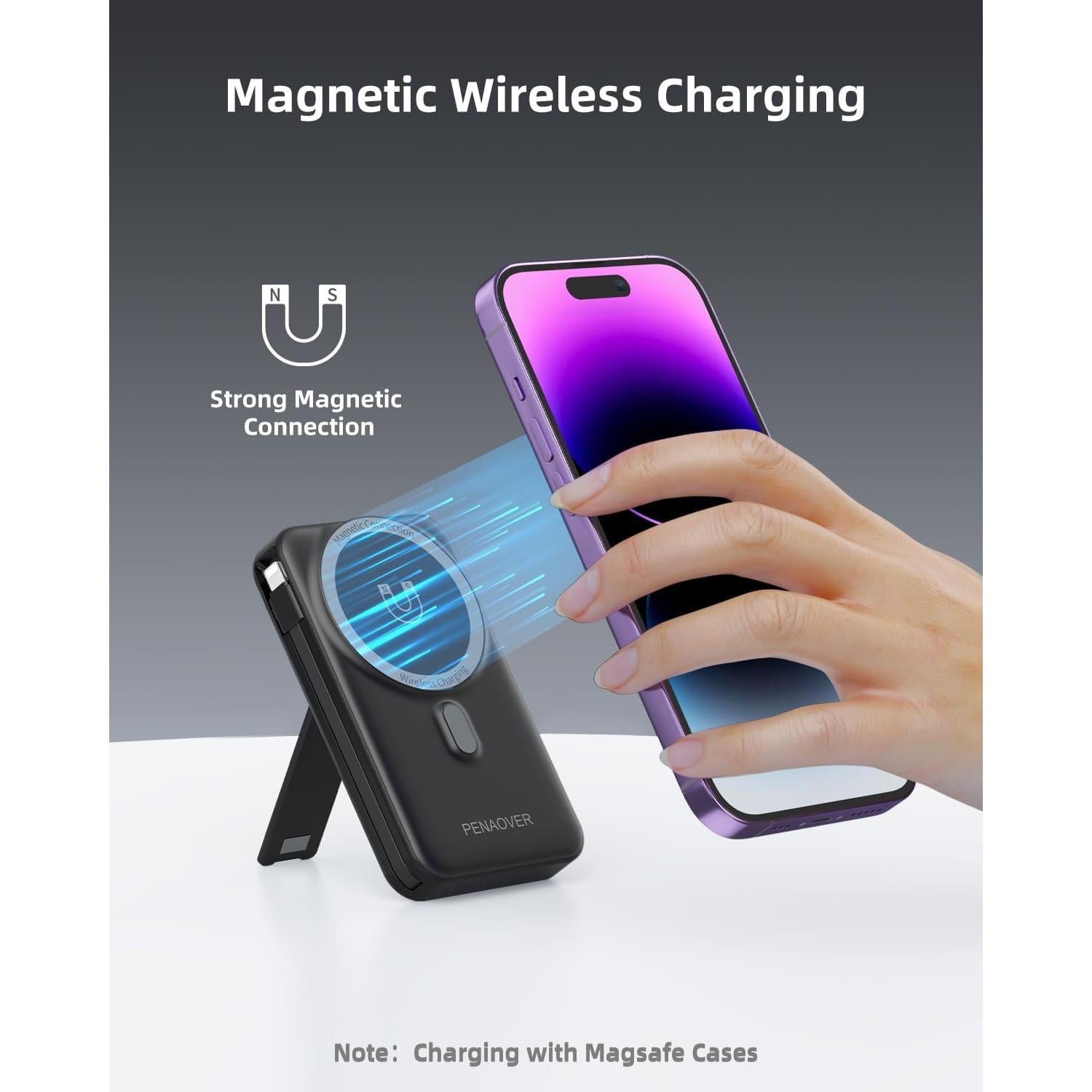 Banco de Poder Magnético 10000mAh Carga Inalámbrica 22.5W