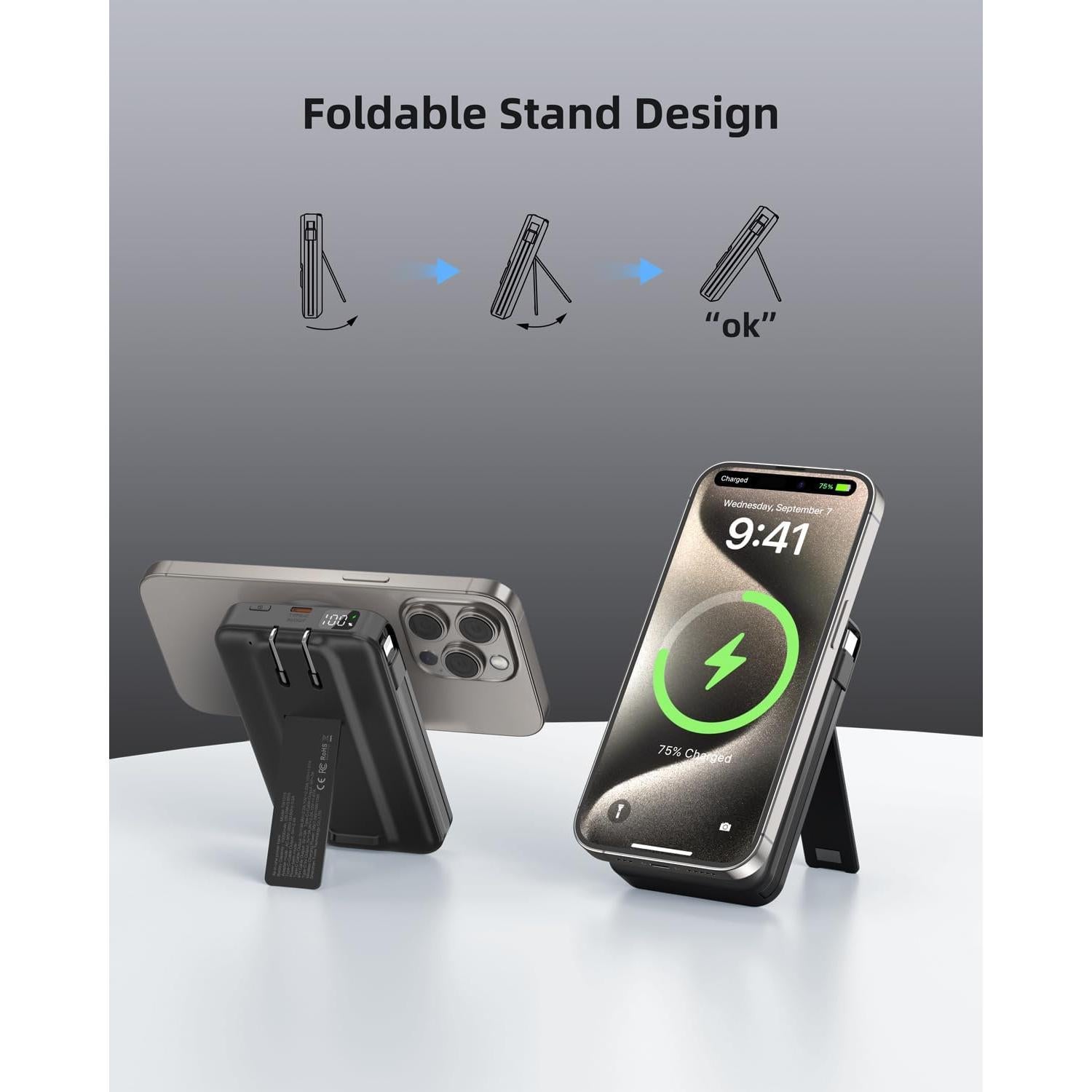 Banco de Poder Magnético 10000mAh Carga Inalámbrica 22.5W