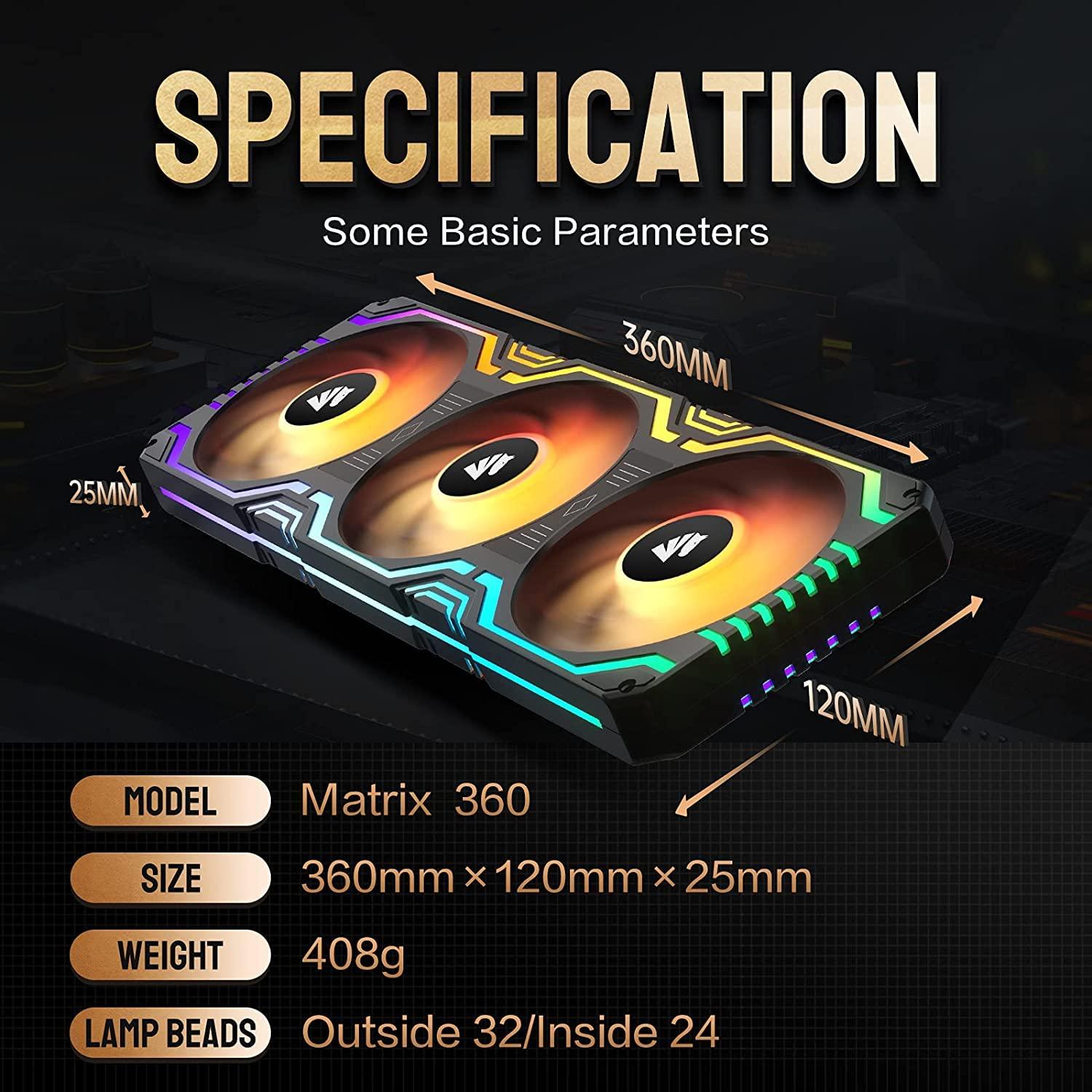 Ventilador RGB Asiahorse Matrix 360mm 56 LEDs PWM Silencioso