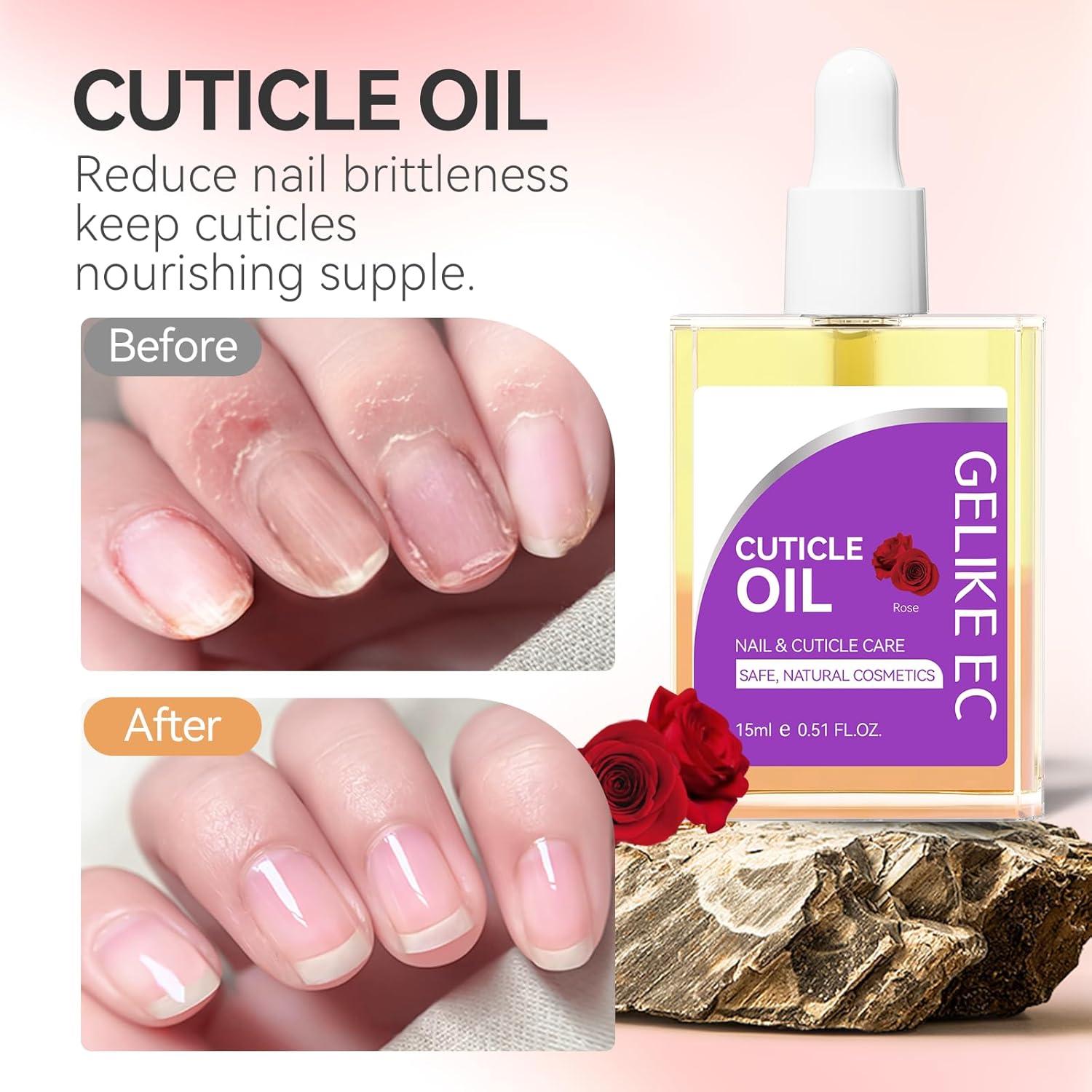 Aceite Reparador de Uñas Gelike 15ml - Hidratación Cutículas Rosa