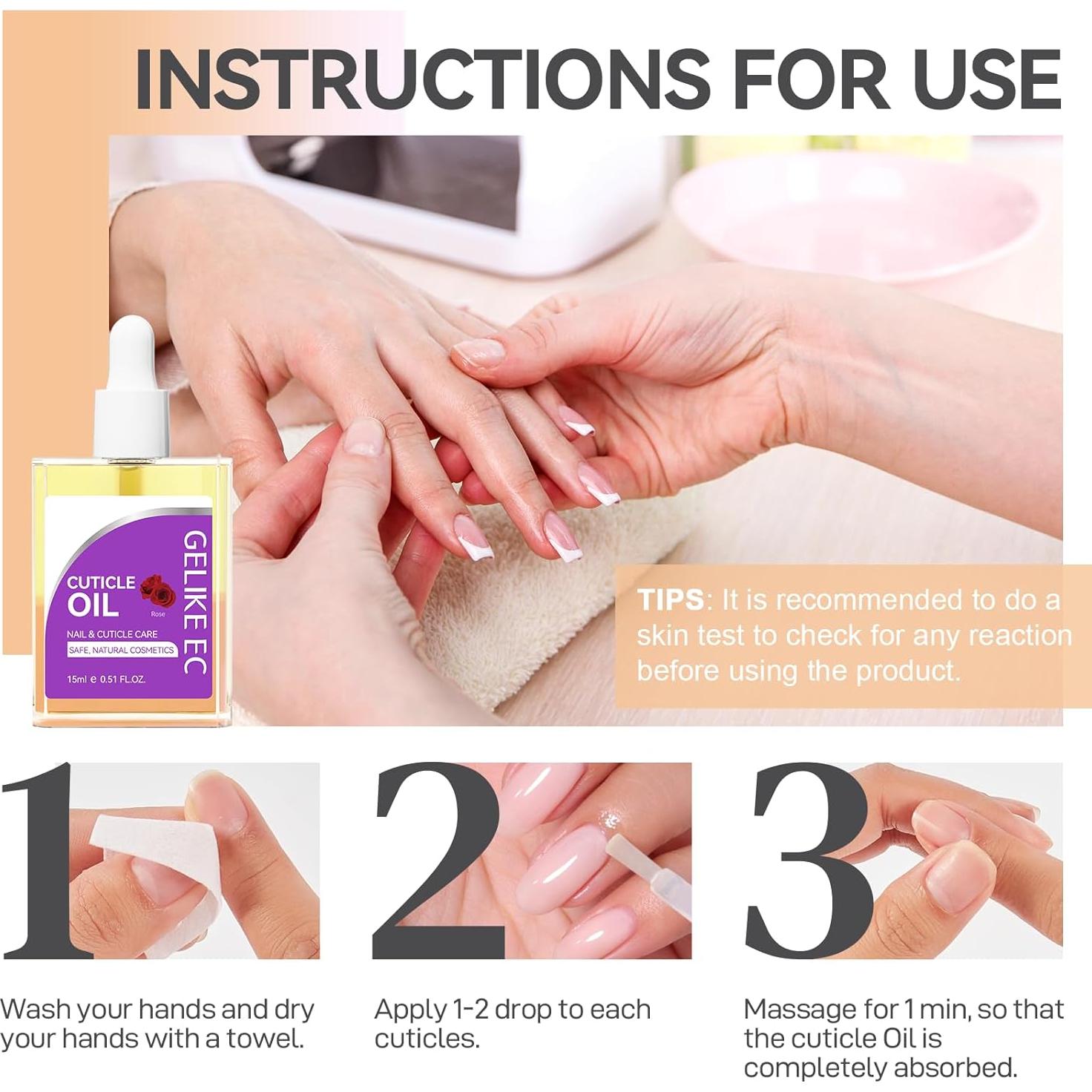 Aceite Reparador de Uñas Gelike 15ml - Hidratación Cutículas Rosa