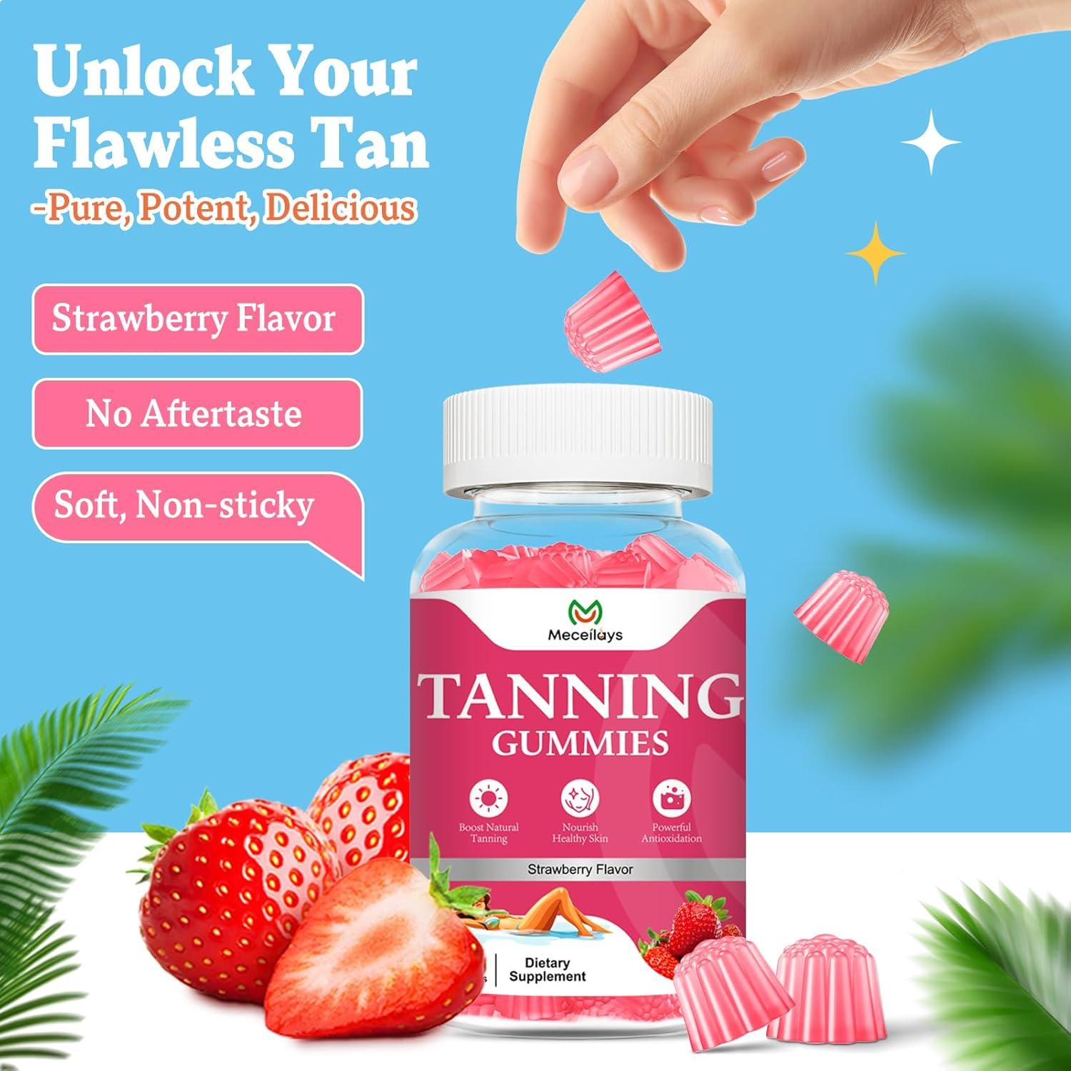 Gomitas Bronceadoras Veganas Meceilays 60 Unidades Sabor Fresa