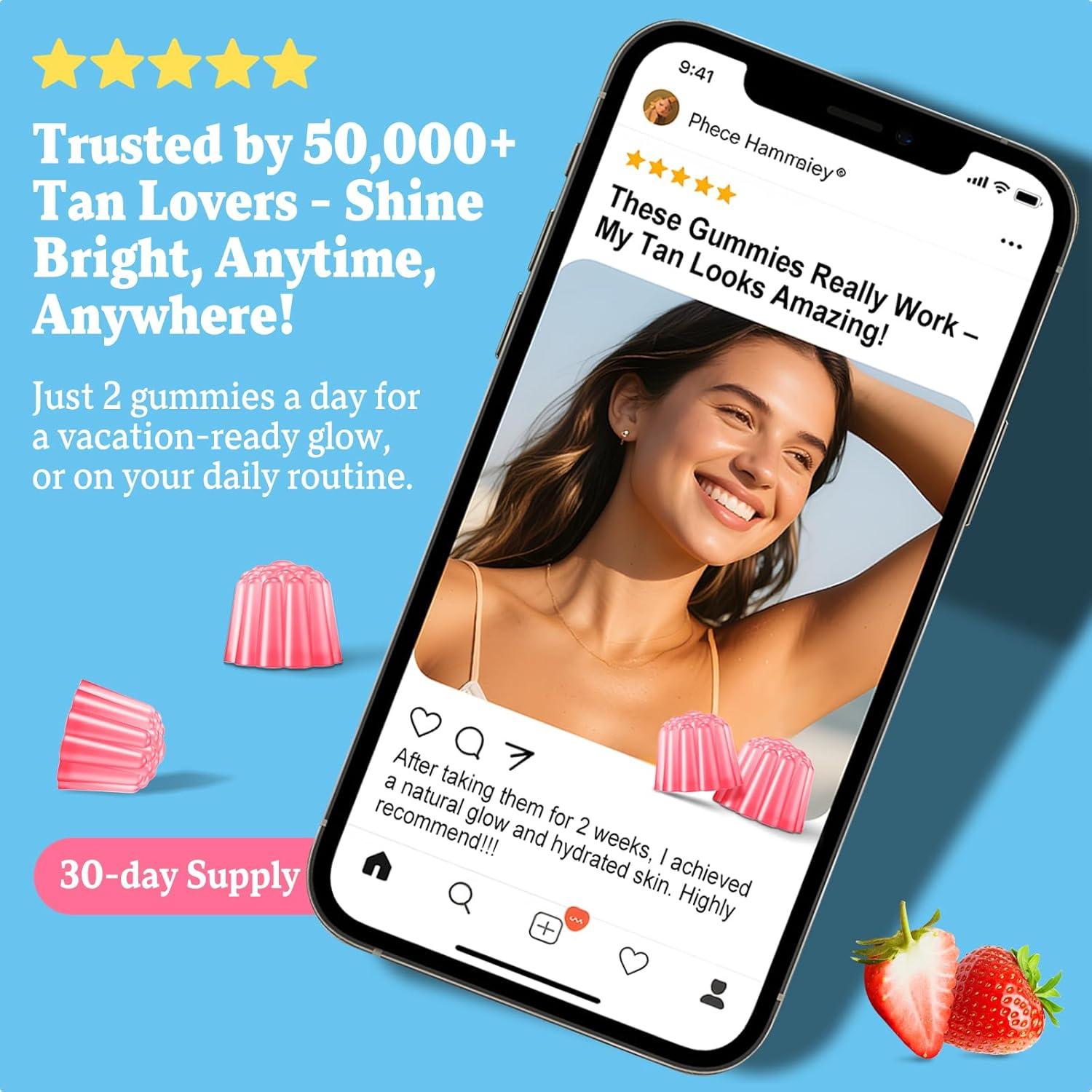 Gomitas Bronceadoras Veganas Meceilays 60 Unidades Sabor Fresa