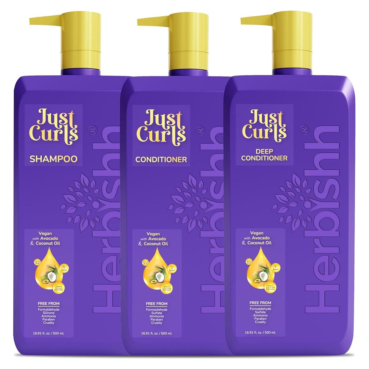 Kit de Champú y Acondicionador Vegano Herbishh Just Curls 500ml