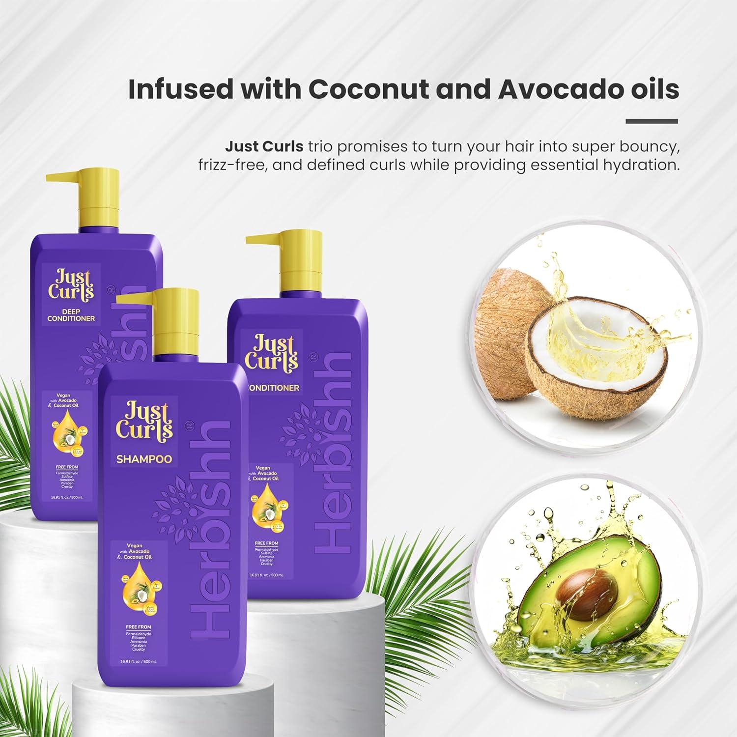 Kit de Champú y Acondicionador Vegano Herbishh Just Curls 500ml