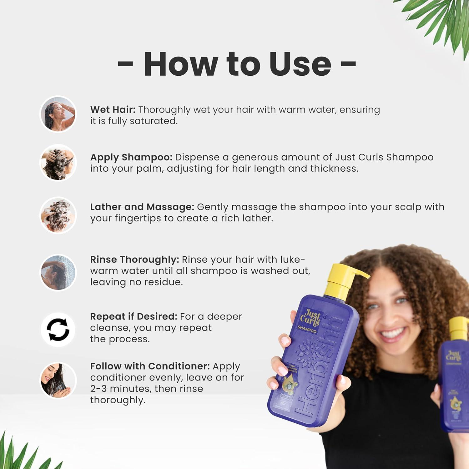 Kit de Champú y Acondicionador Vegano Herbishh Just Curls 500ml