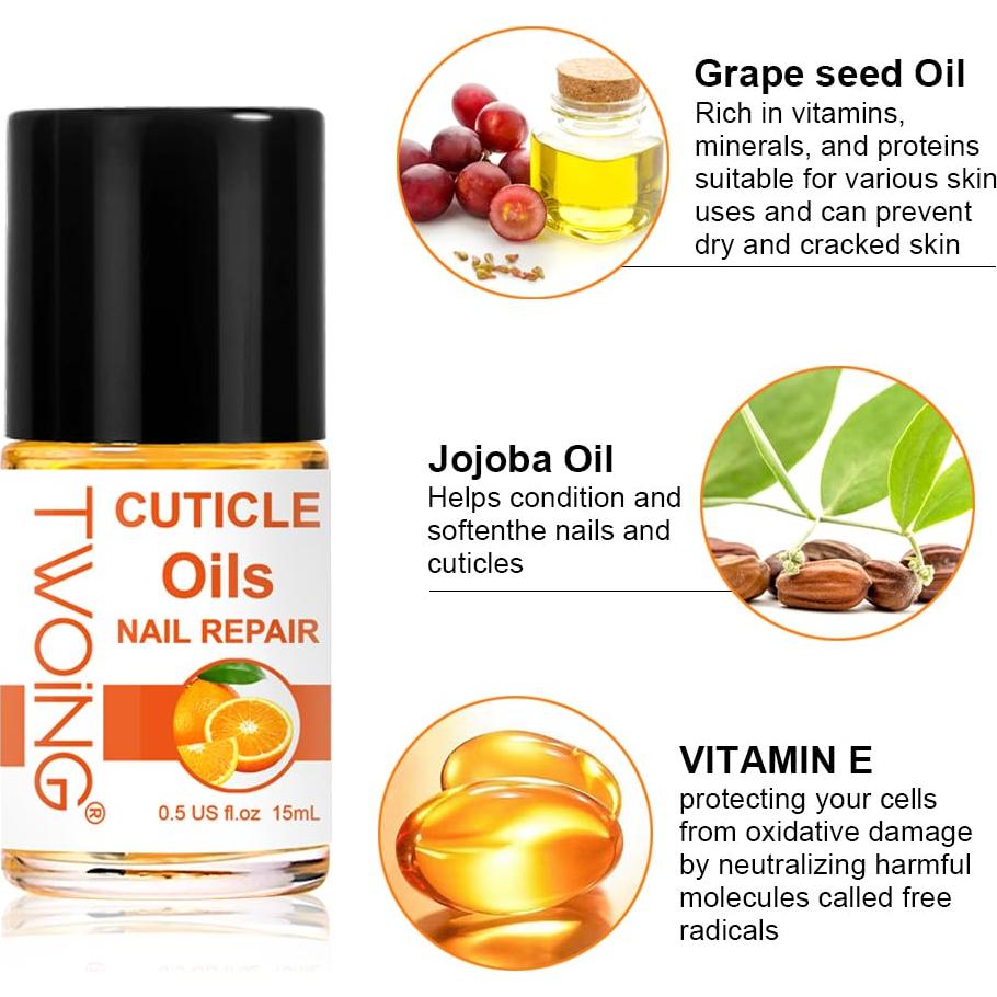 0.5FL.OZ Cuticle Oil, Vitamin E Nail Cuticle Oil for Repairs Cuticles Overnight Moisturizes and Strengthens Nails Cuticles (15ml, Jasmine)