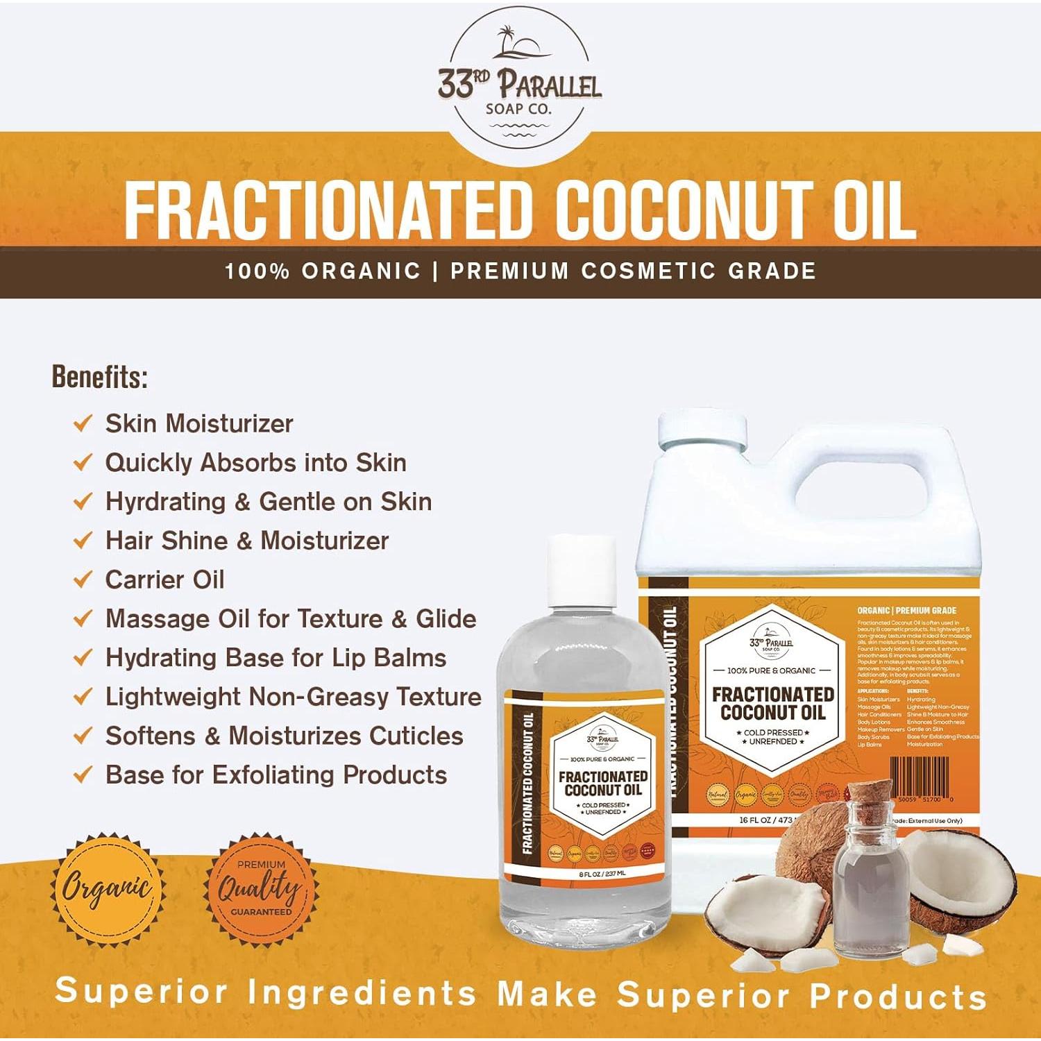 Aceite de Coco Fraccionado Orgánico 226g 33rd Parallel - Puro y Natural