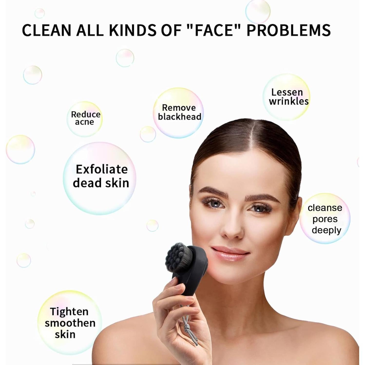 Cepillo Facial Beomeen 2 en 1 de Silicona y Carbón - Negro