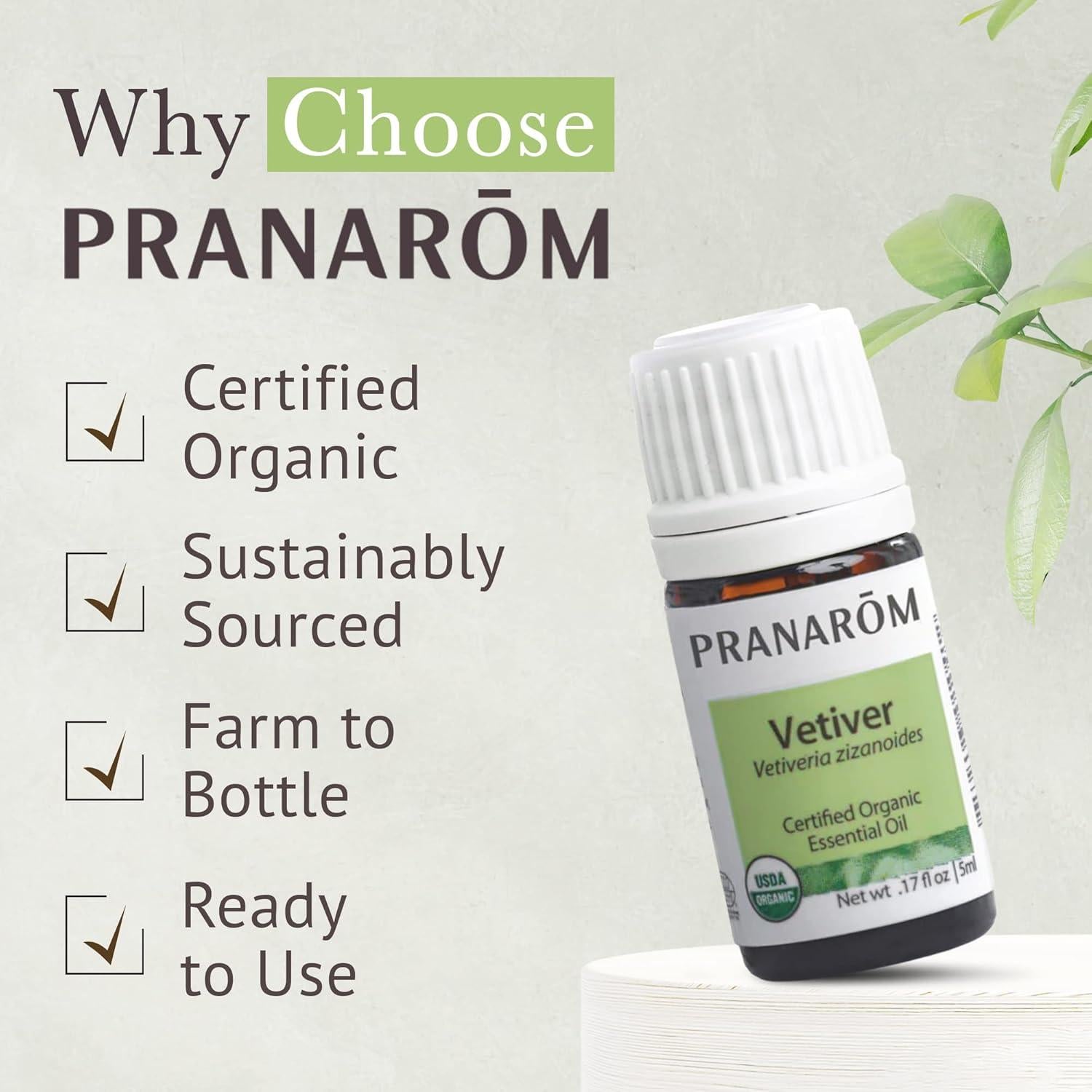 Aceite Esencial de Vetiver Orgánico Pranarom 5ml 100% Puro