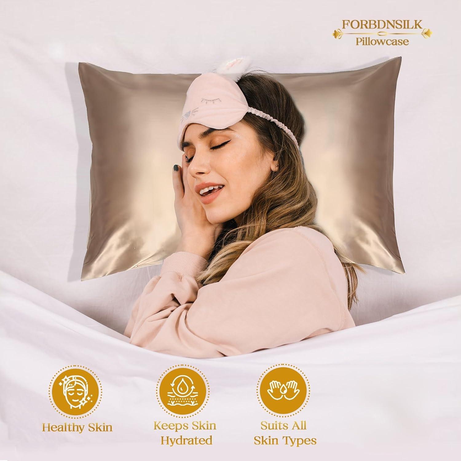 Funda de Almohada de Seda de Morera FORBDNSILK Rey Rosa 30 Momme