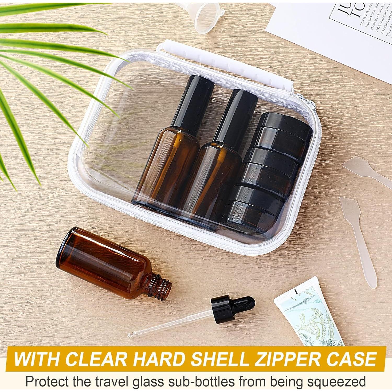 11 Piezas Botellas de Viaje Vidrio Qiyaz con Estuche Duro