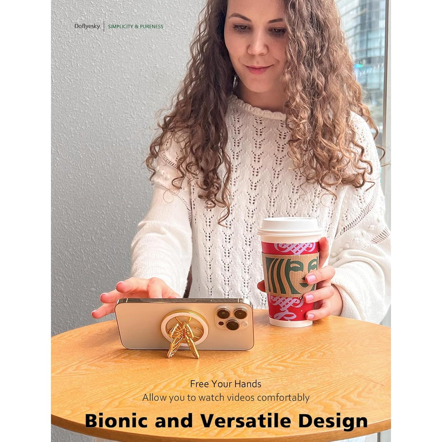 Soporte Magnético para Teléfono Doflyesky Mariposa Oro Negro