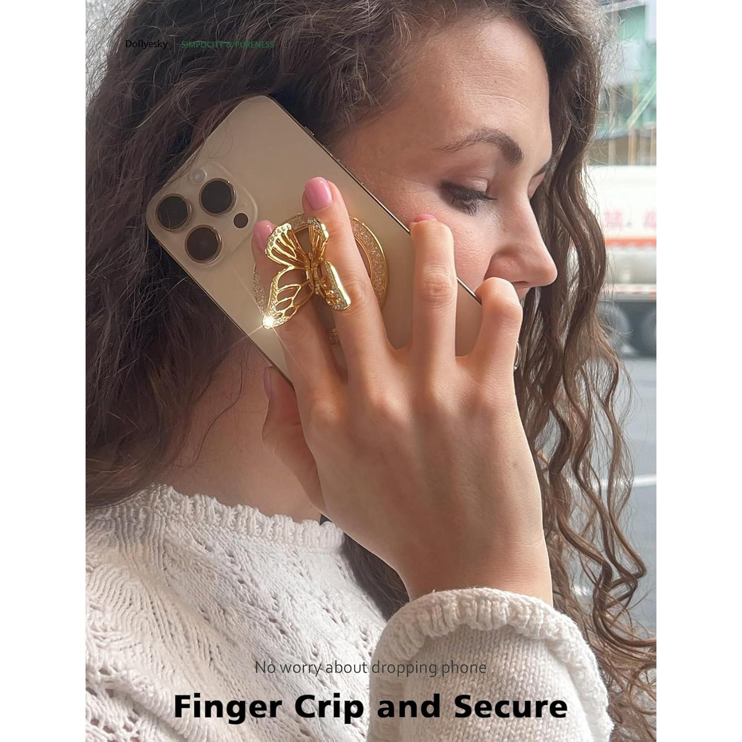 Soporte Magnético para Teléfono Doflyesky Mariposa Oro Negro
