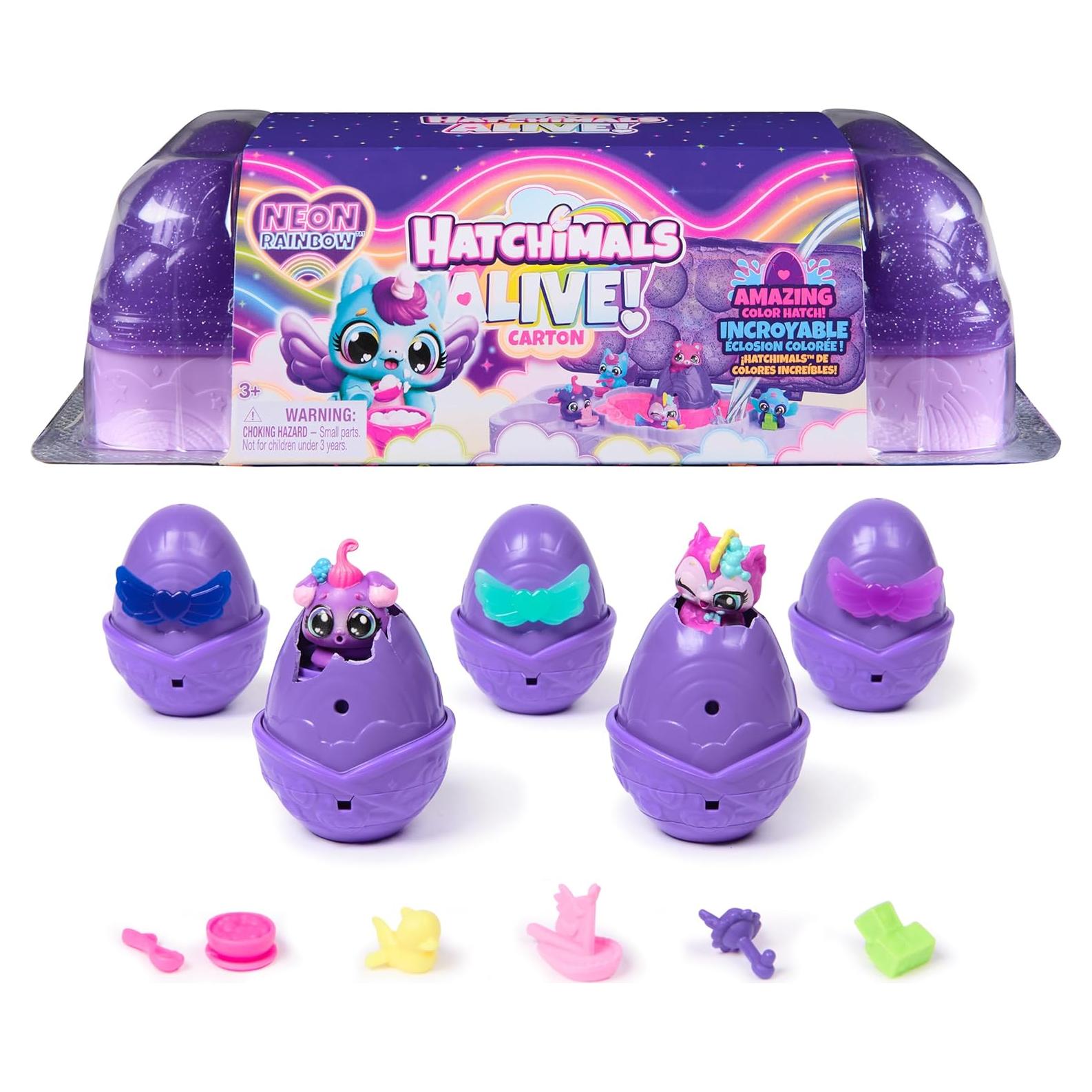 Hatchimals Alive Cartón de Huevo Arcoíris Neón con 5 Figuras