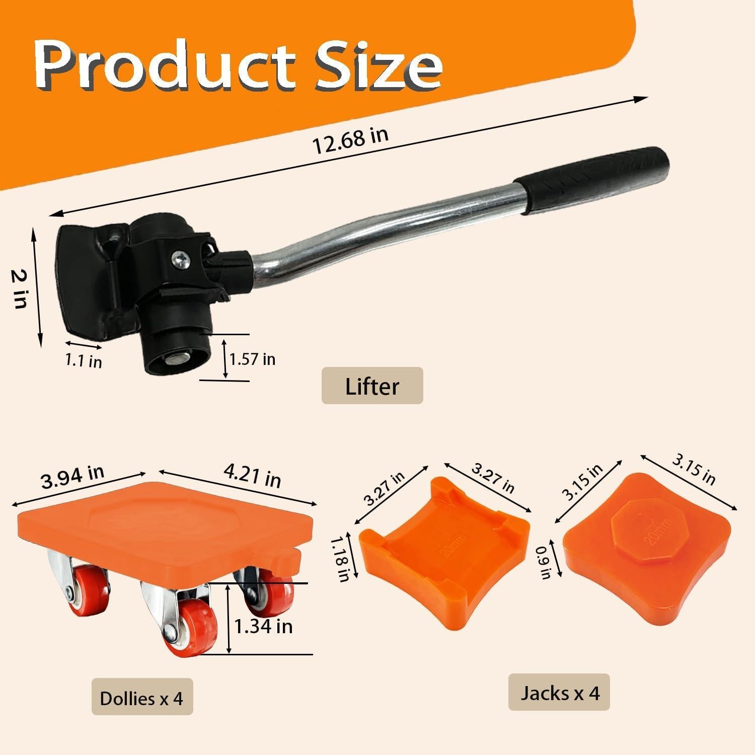 Juego de Mover Muebles Loyala 9 Piezas Naranja 308 kg