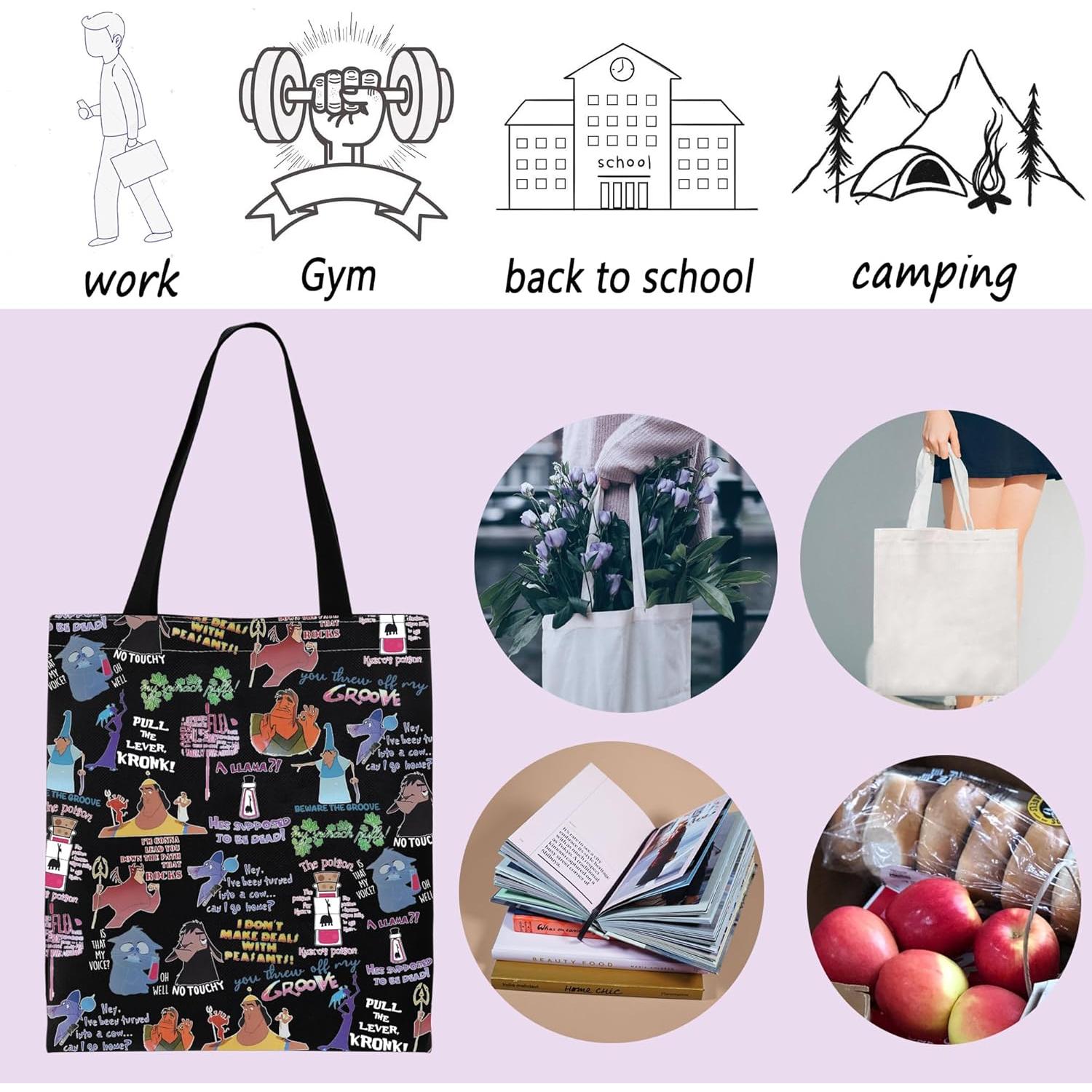 Bolsa de Mano de Lona Kuzco Cartoon 37.8x34.8cm Reutilizable